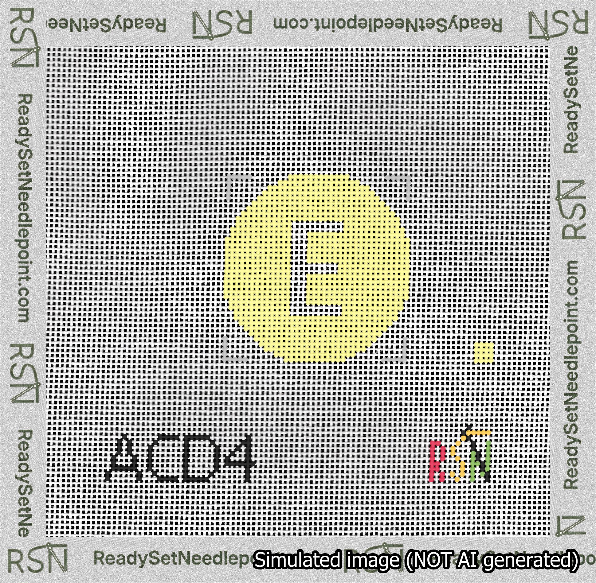 Circle Initial E Needlepoint Canvas Design