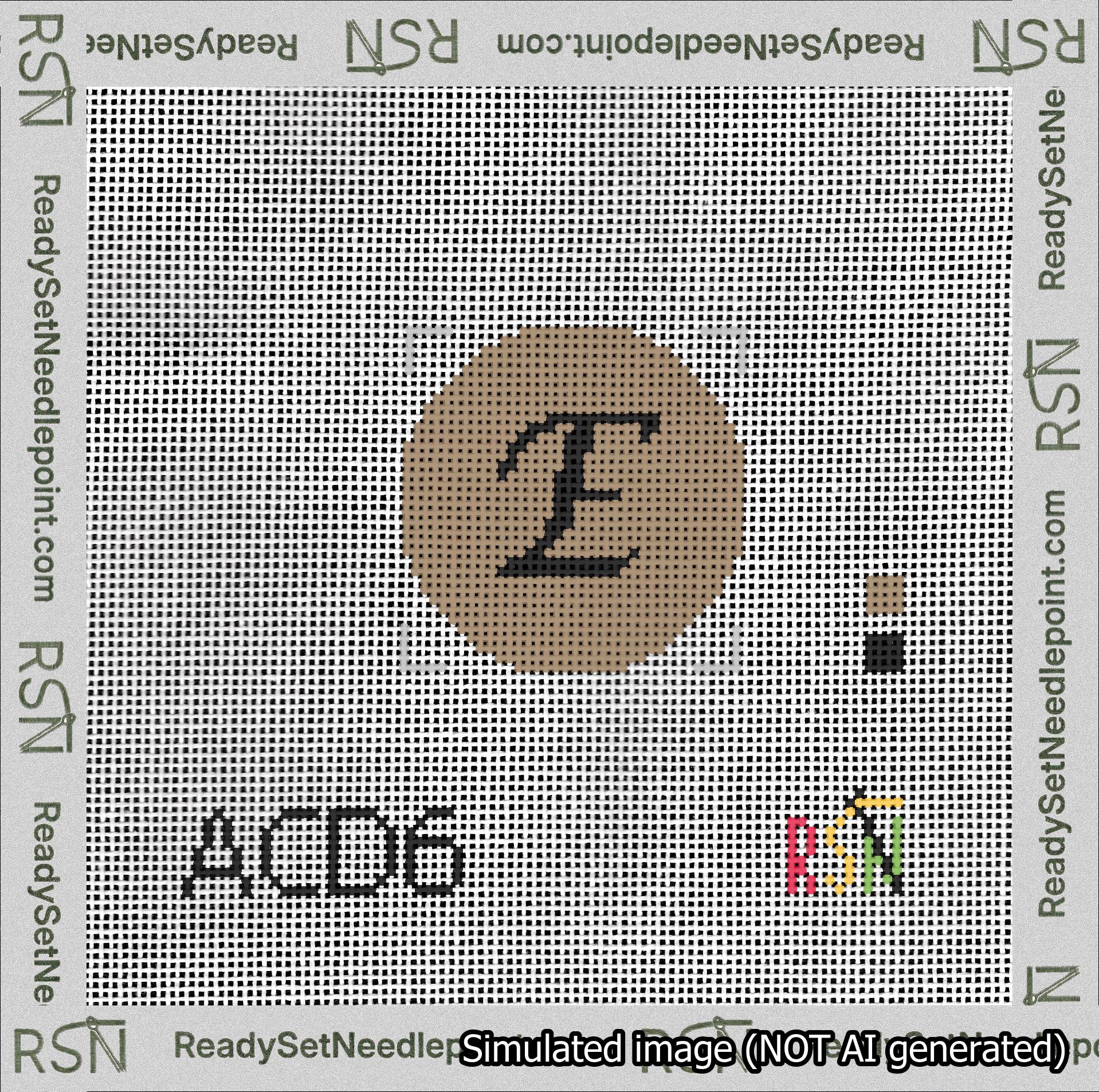 Circle Initial E Needlepoint Canvas Design