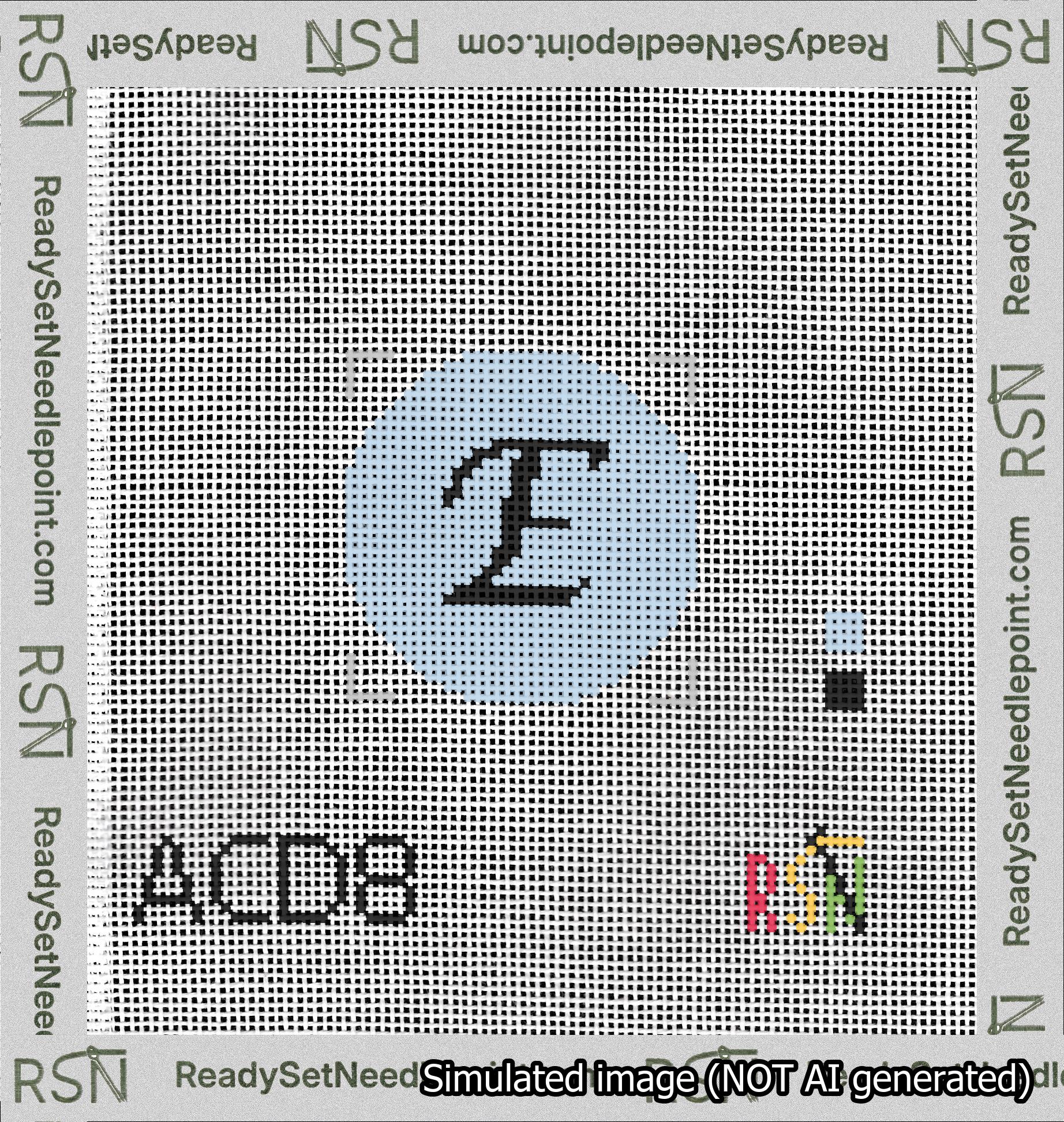 Circle Initial E Needlepoint Canvas Design