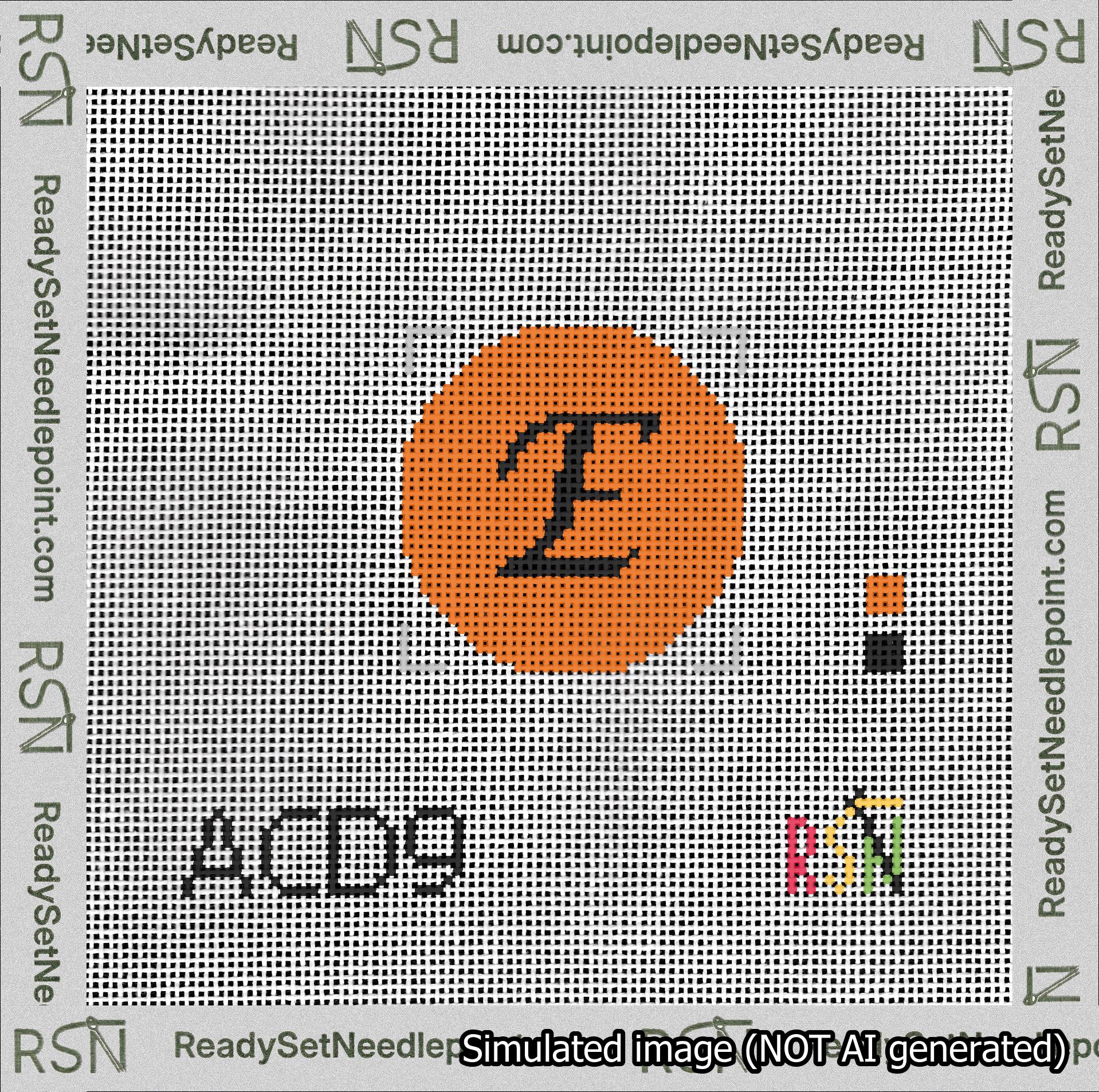 Circle Initial E Needlepoint Canvas Design