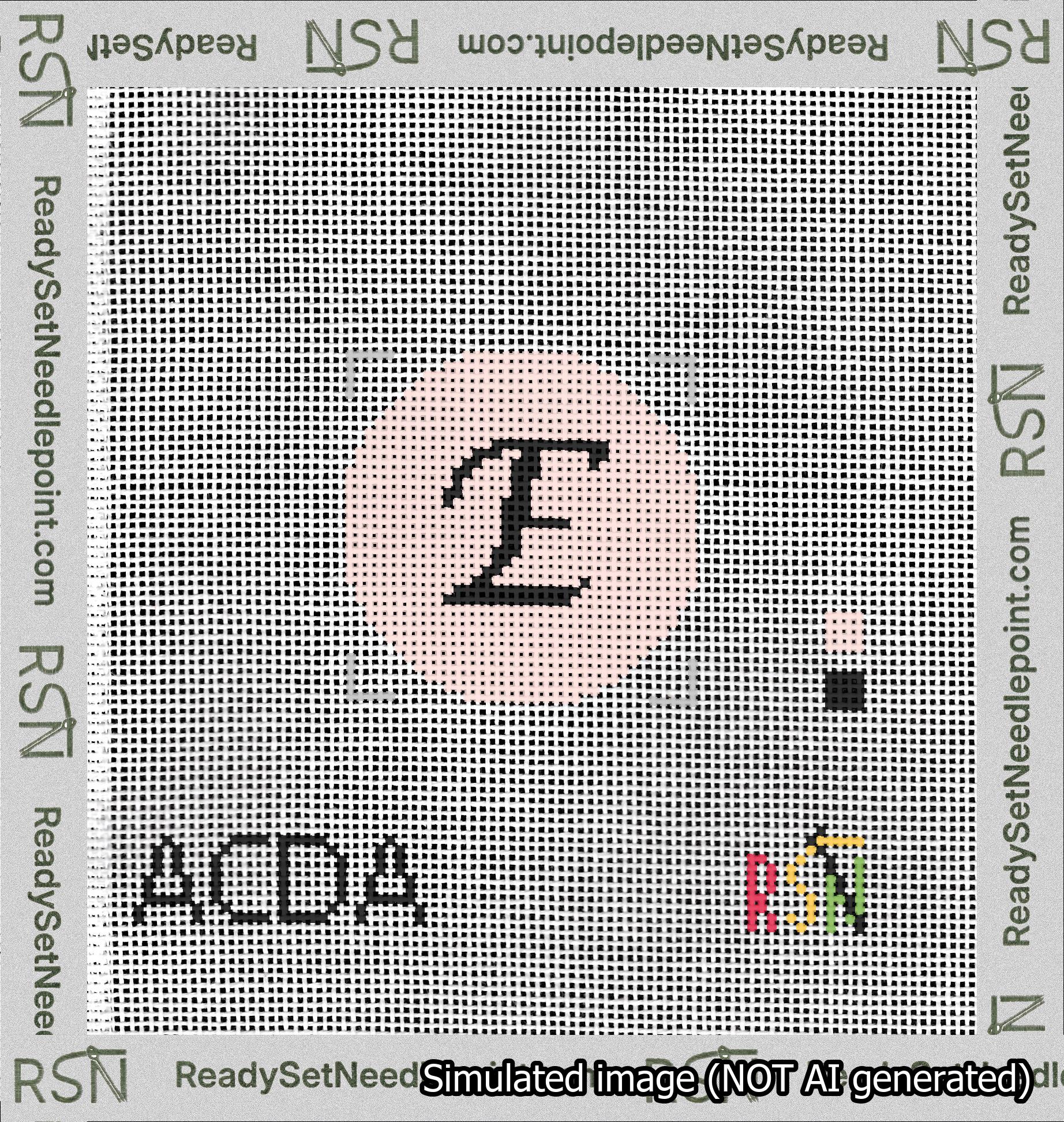 Circle Initial E Needlepoint Canvas Design