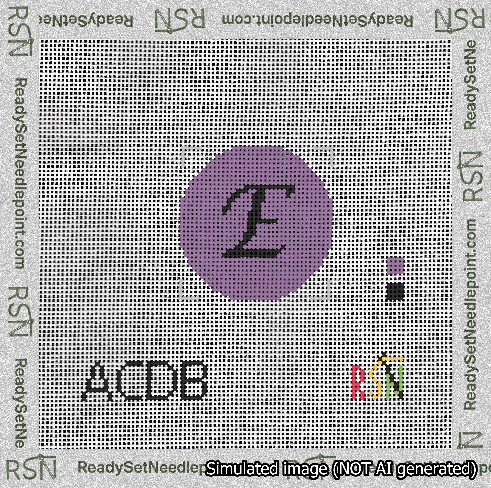 Circle Initial E Needlepoint Canvas Design