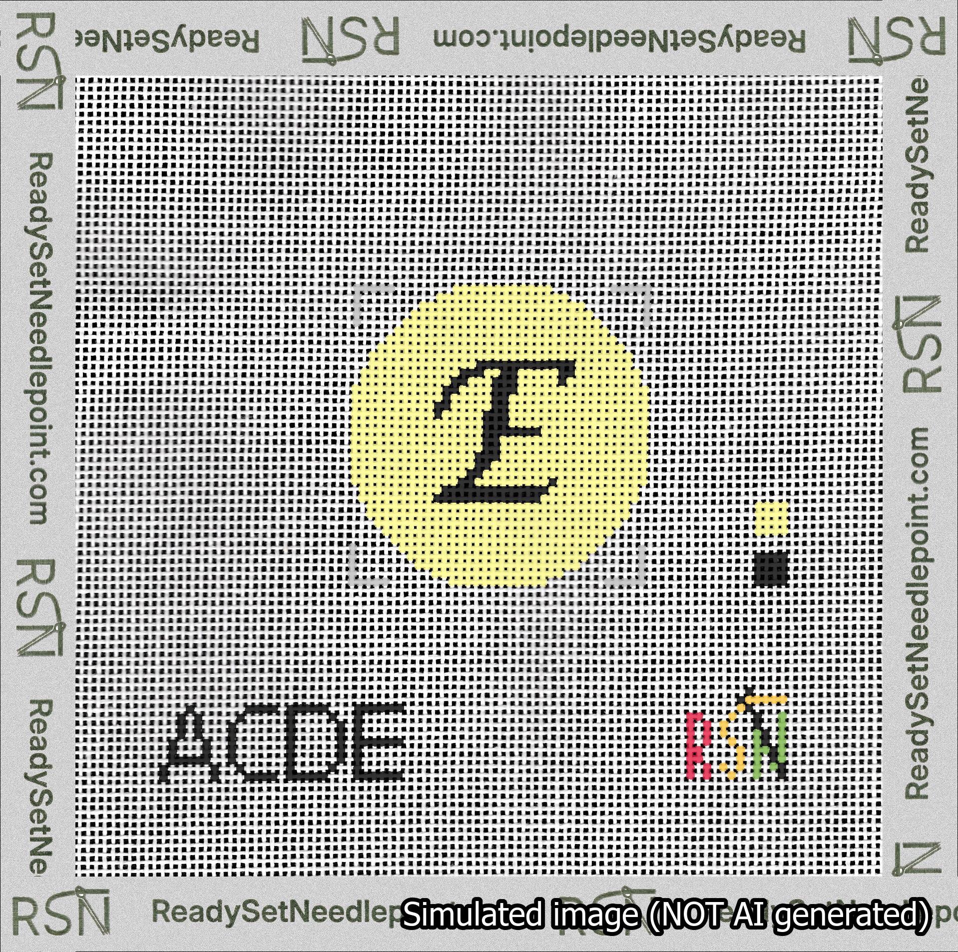 Circle Initial E Needlepoint Canvas Design