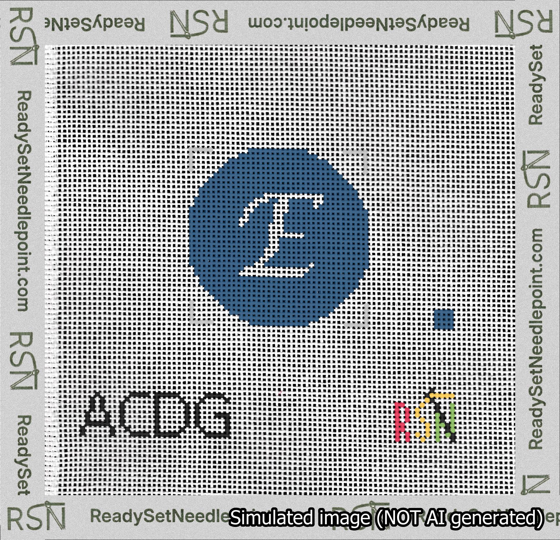 Circle Initial E Needlepoint Canvas Design