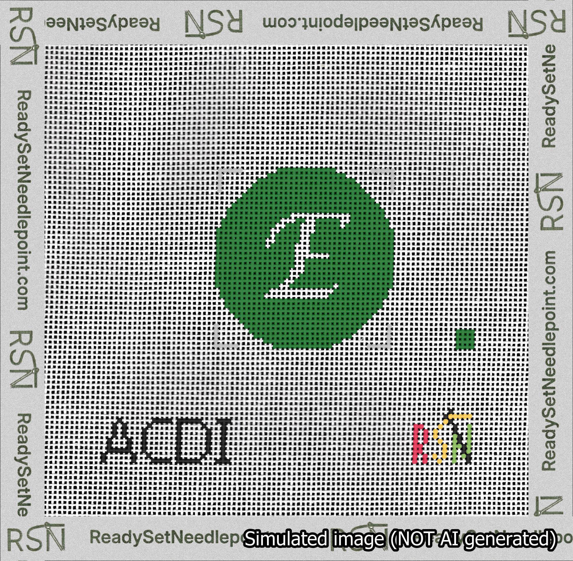 Circle Initial E Needlepoint Canvas Design