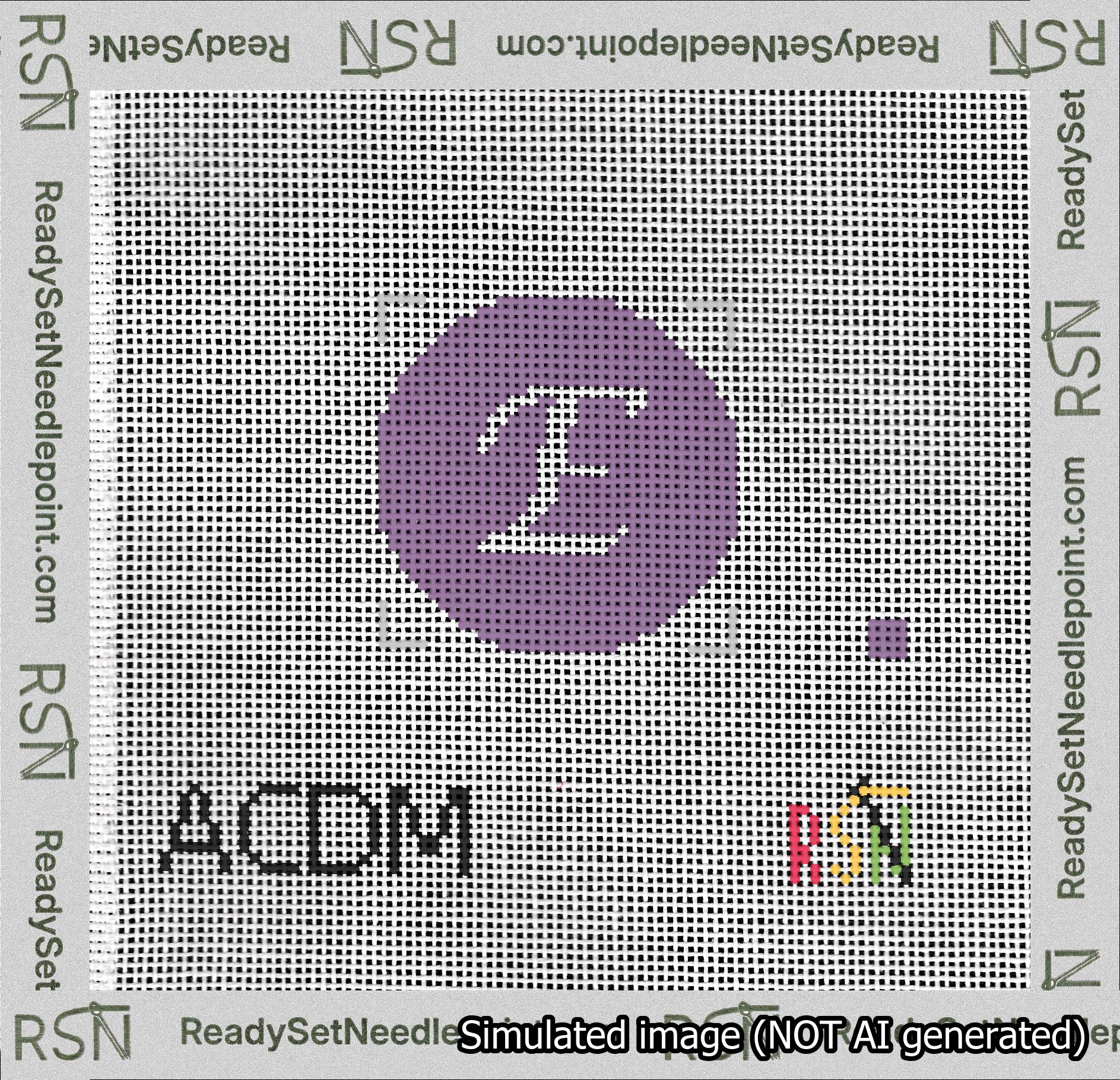 Circle Initial E Needlepoint Canvas Design