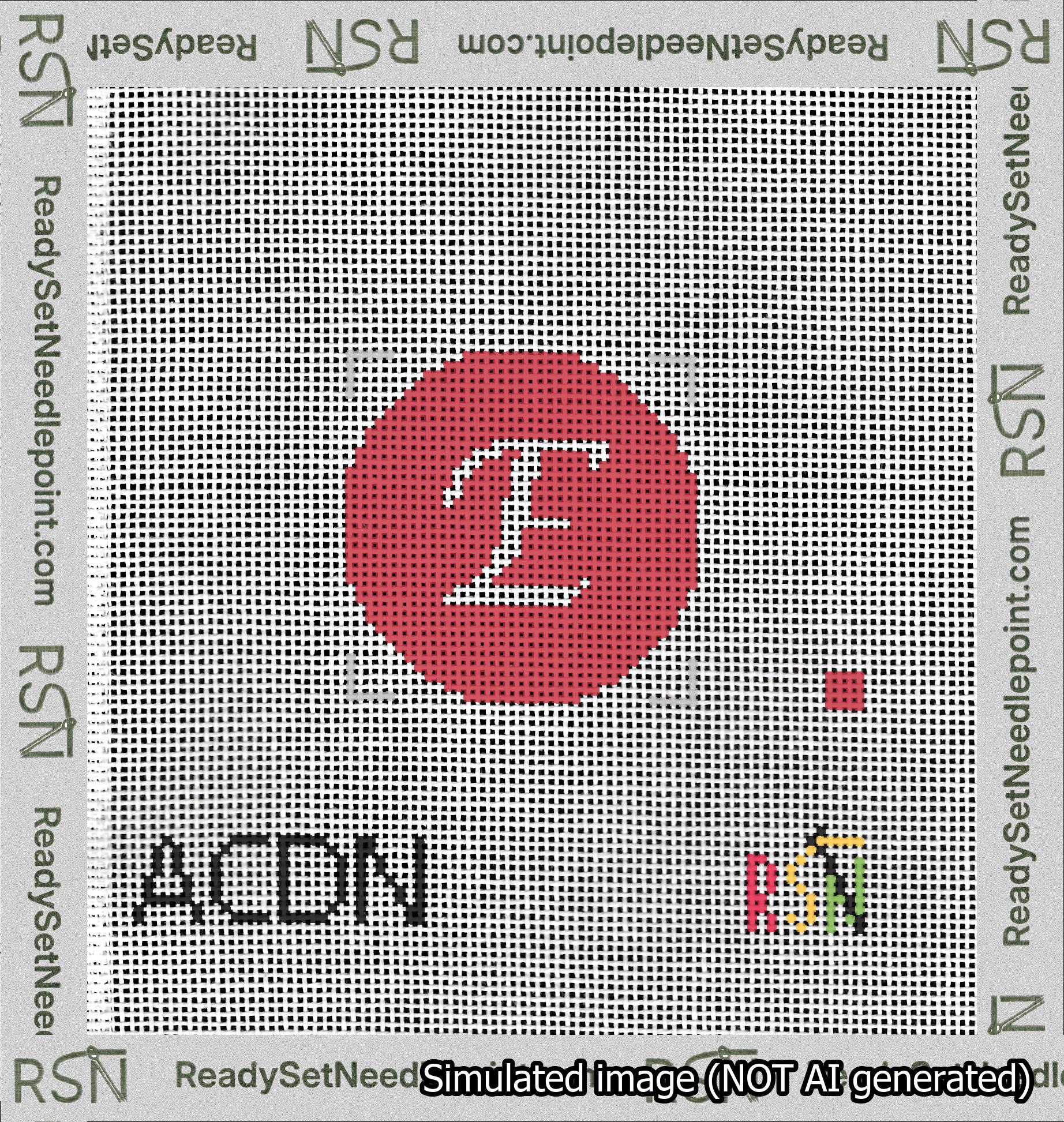 Circle Initial E Needlepoint Canvas Design
