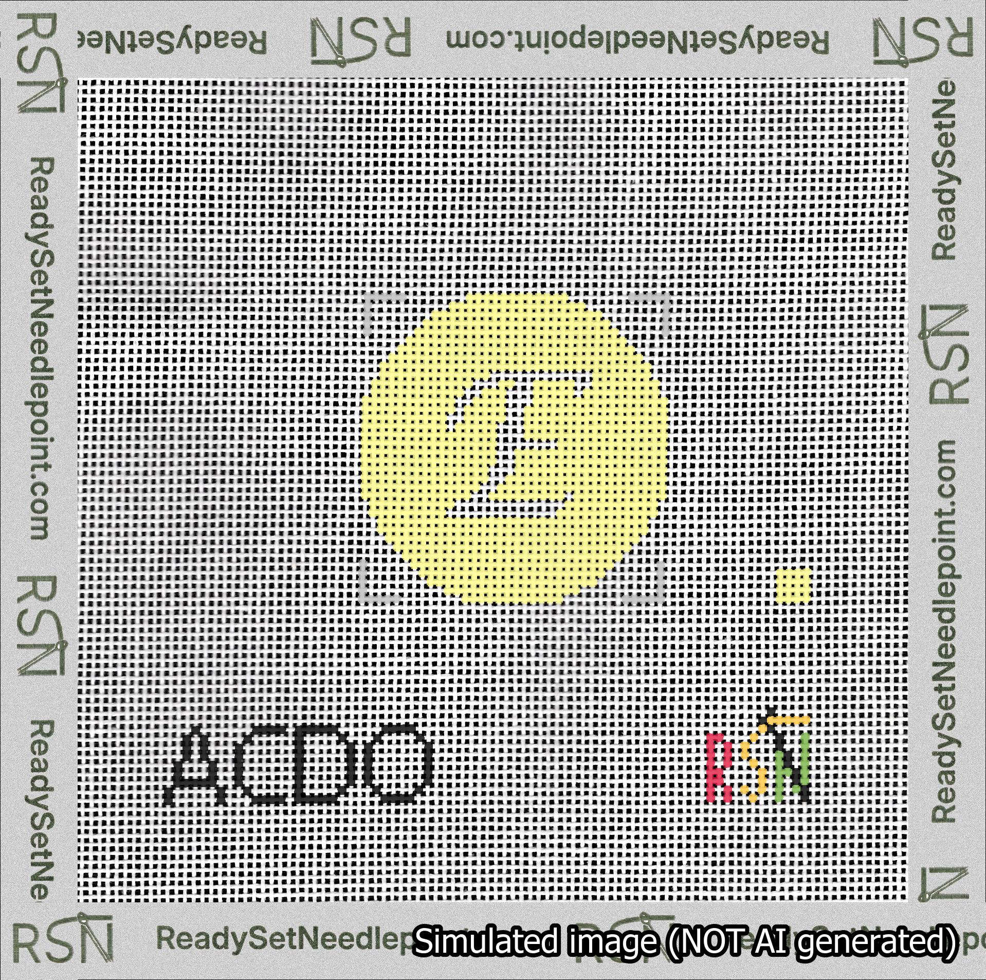 Circle Initial E Needlepoint Canvas Design