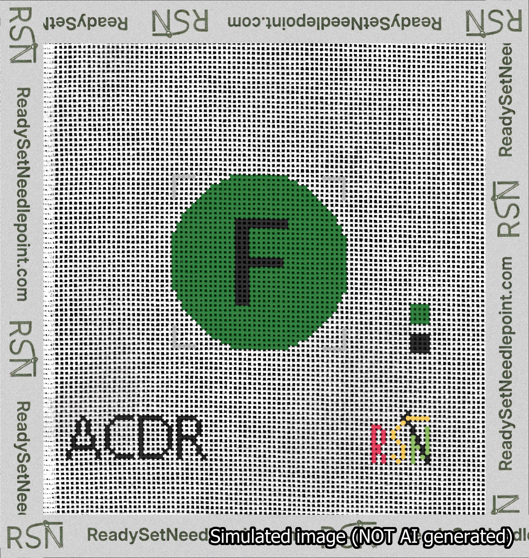 Circle Initial F Needlepoint Canvas Design