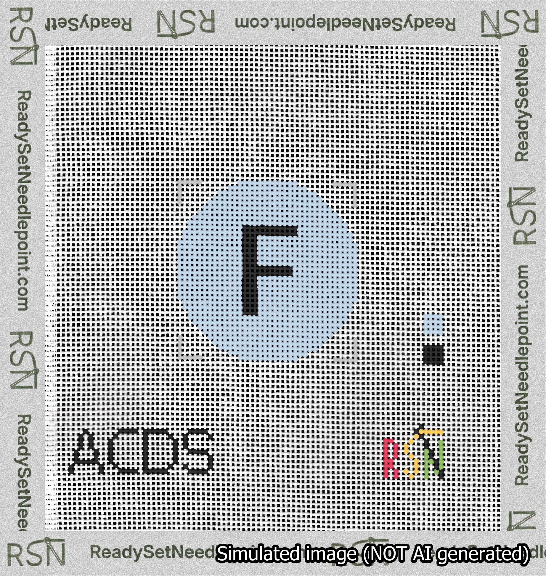 Circle Initial F Needlepoint Canvas Design