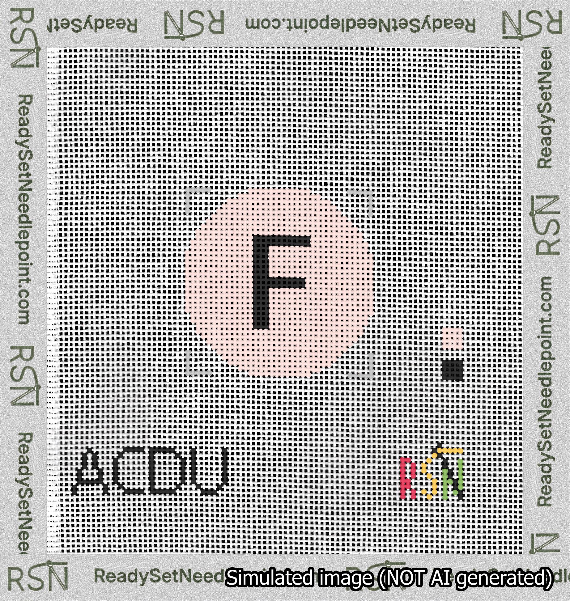 Circle Initial F Needlepoint Canvas Design