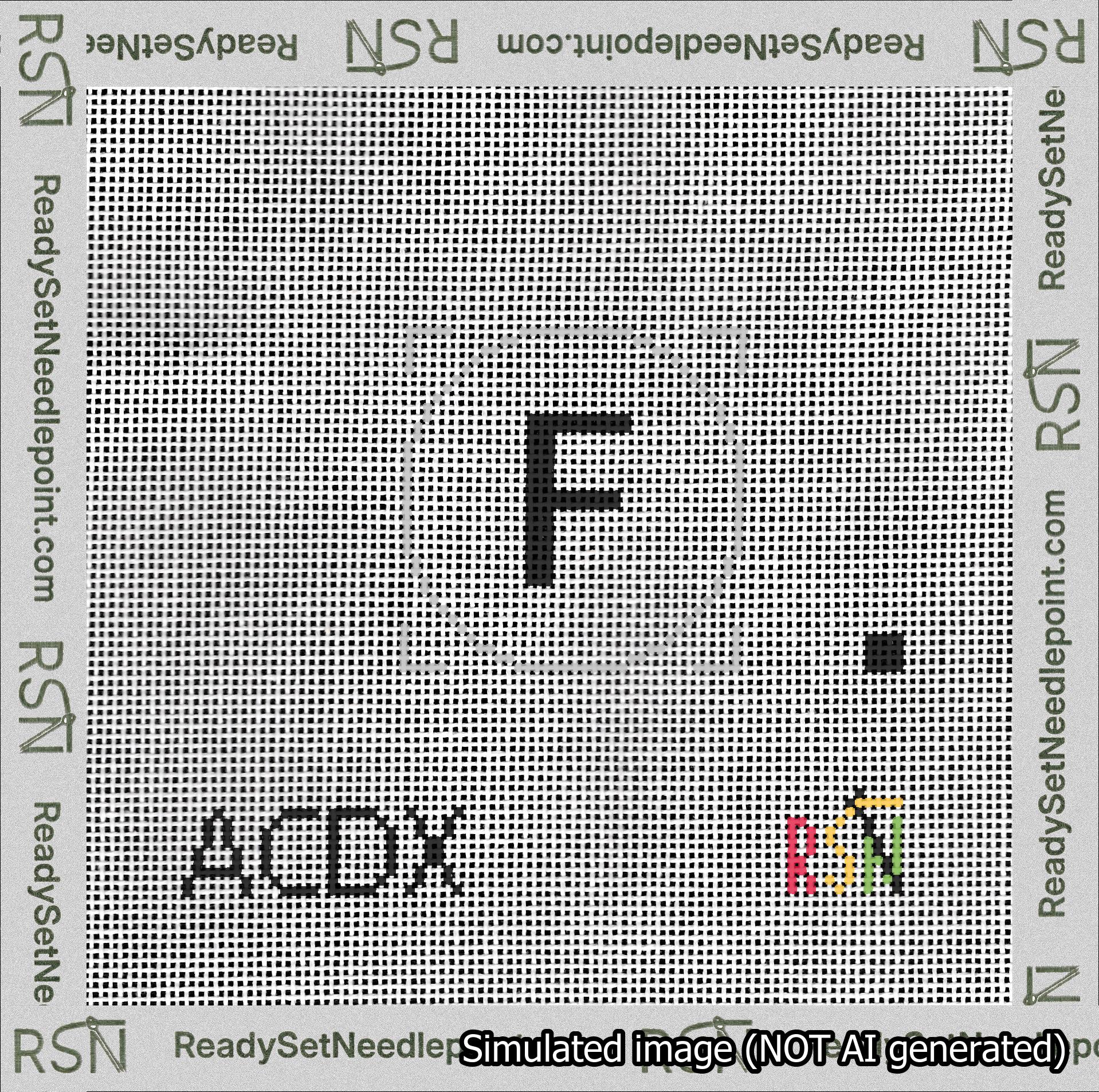 Circle Initial F Needlepoint Canvas Design