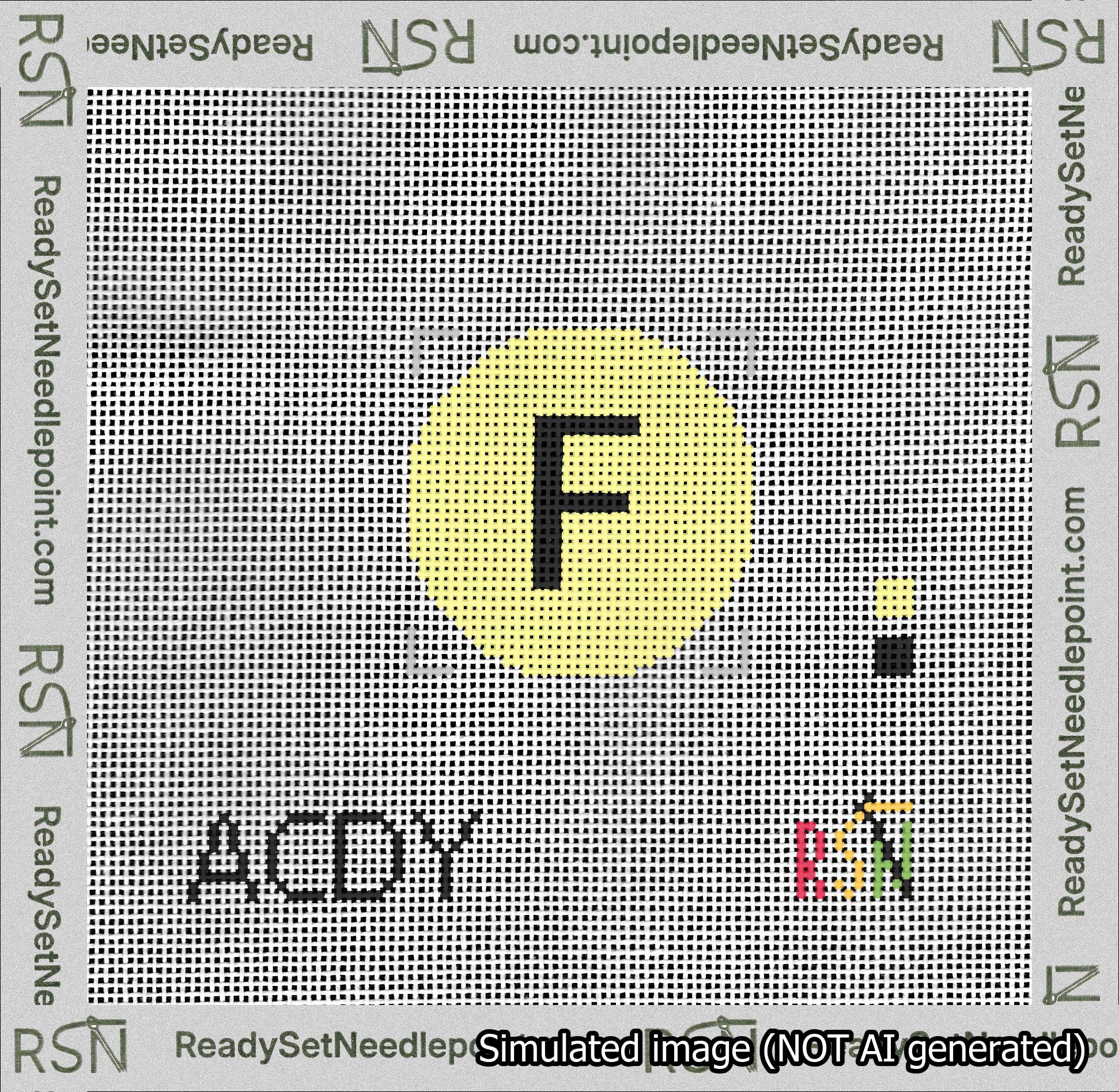 Circle Initial F Needlepoint Canvas Design