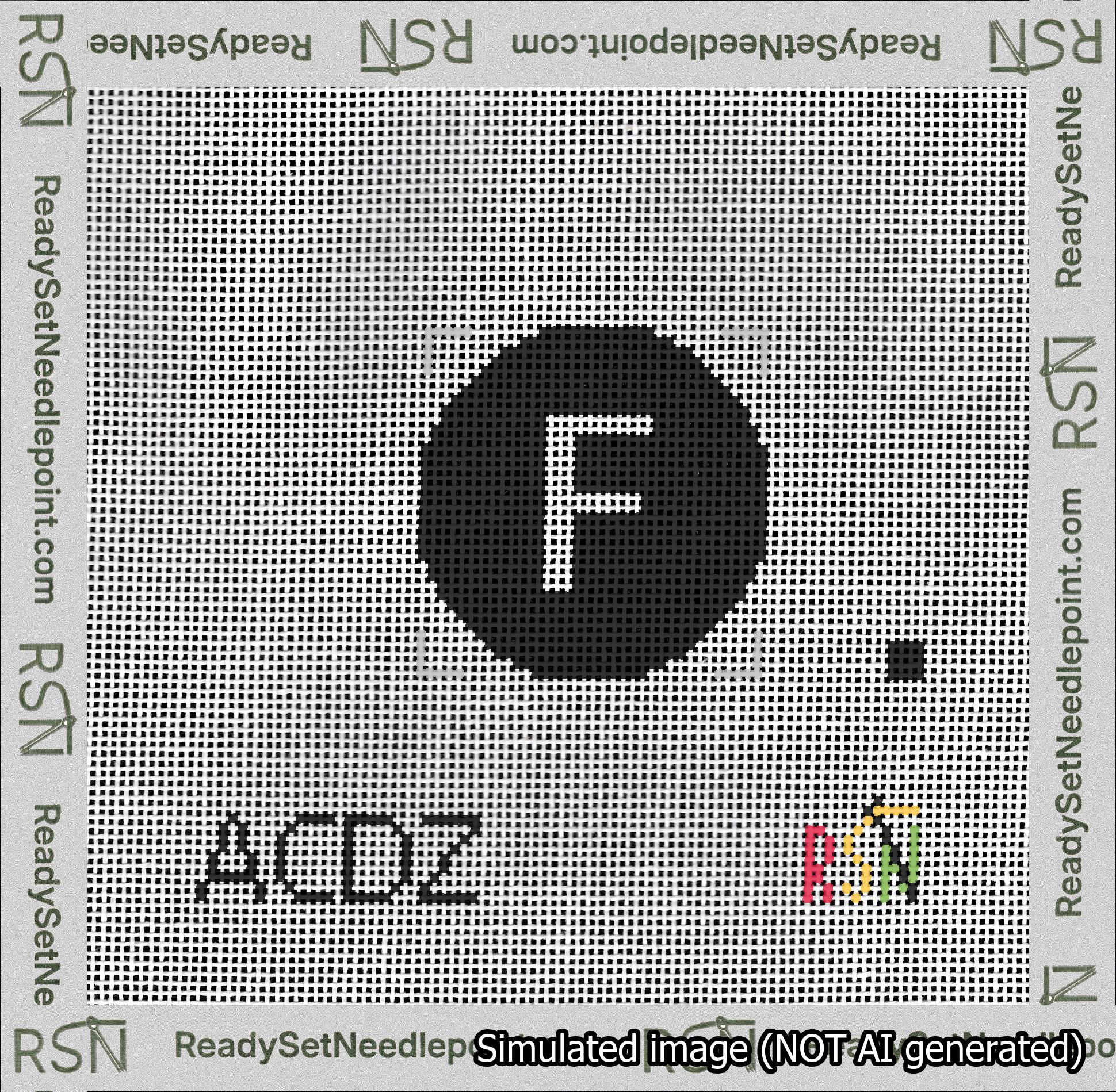 Circle Initial F Needlepoint Canvas Design