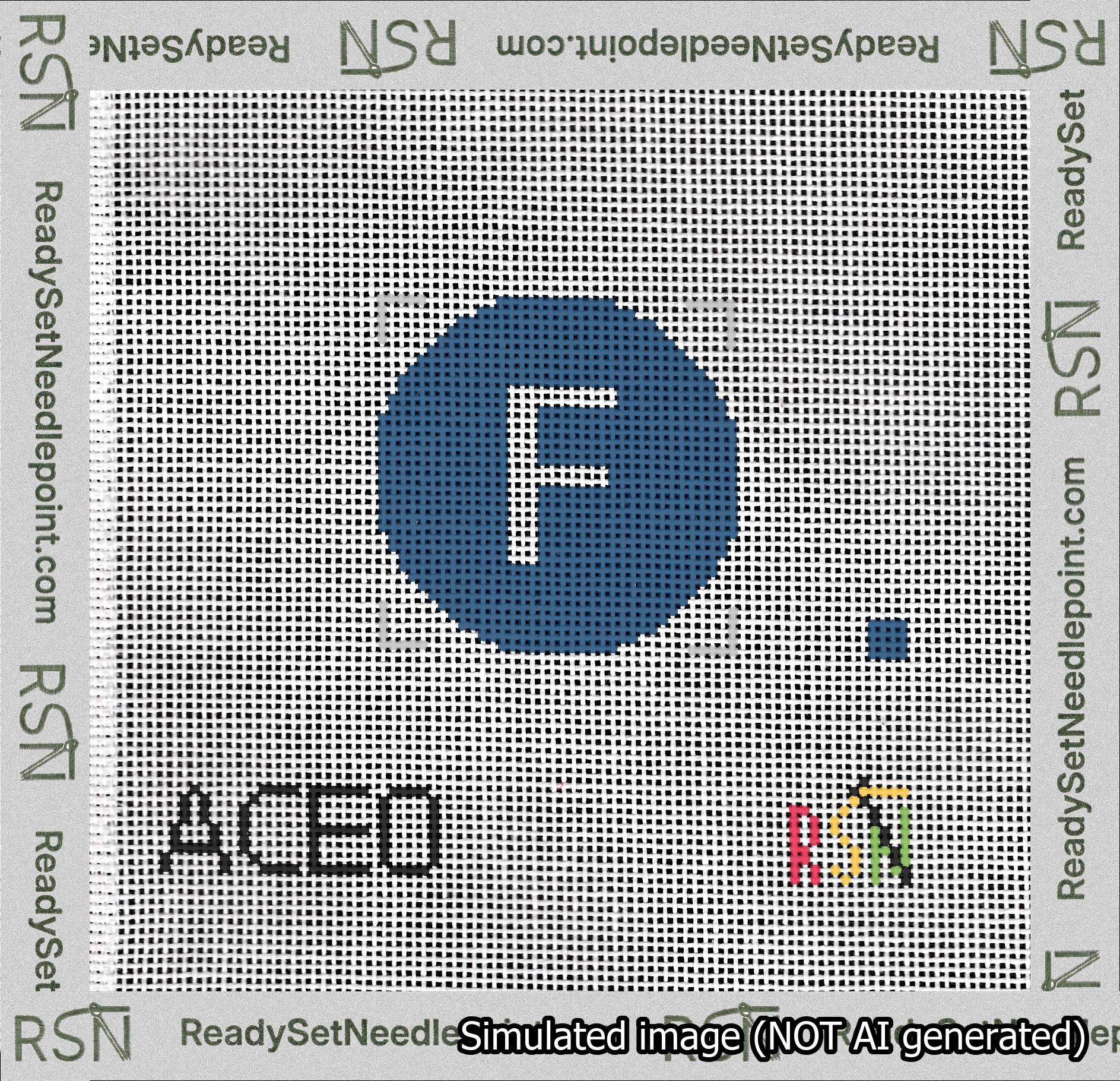 Circle Initial F Needlepoint Canvas Design