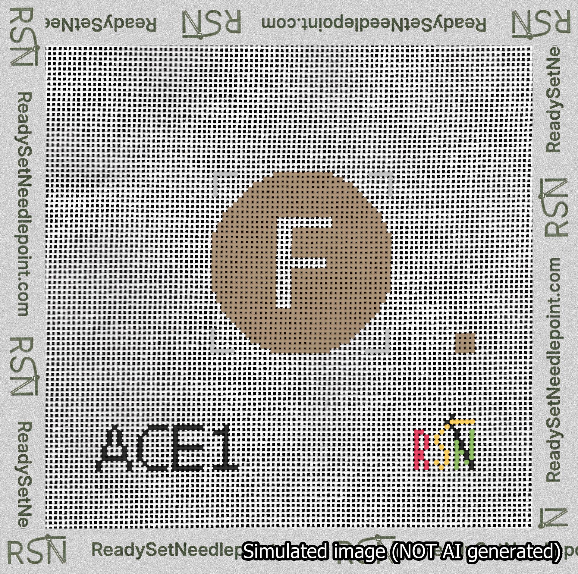 Circle Initial F Needlepoint Canvas Design