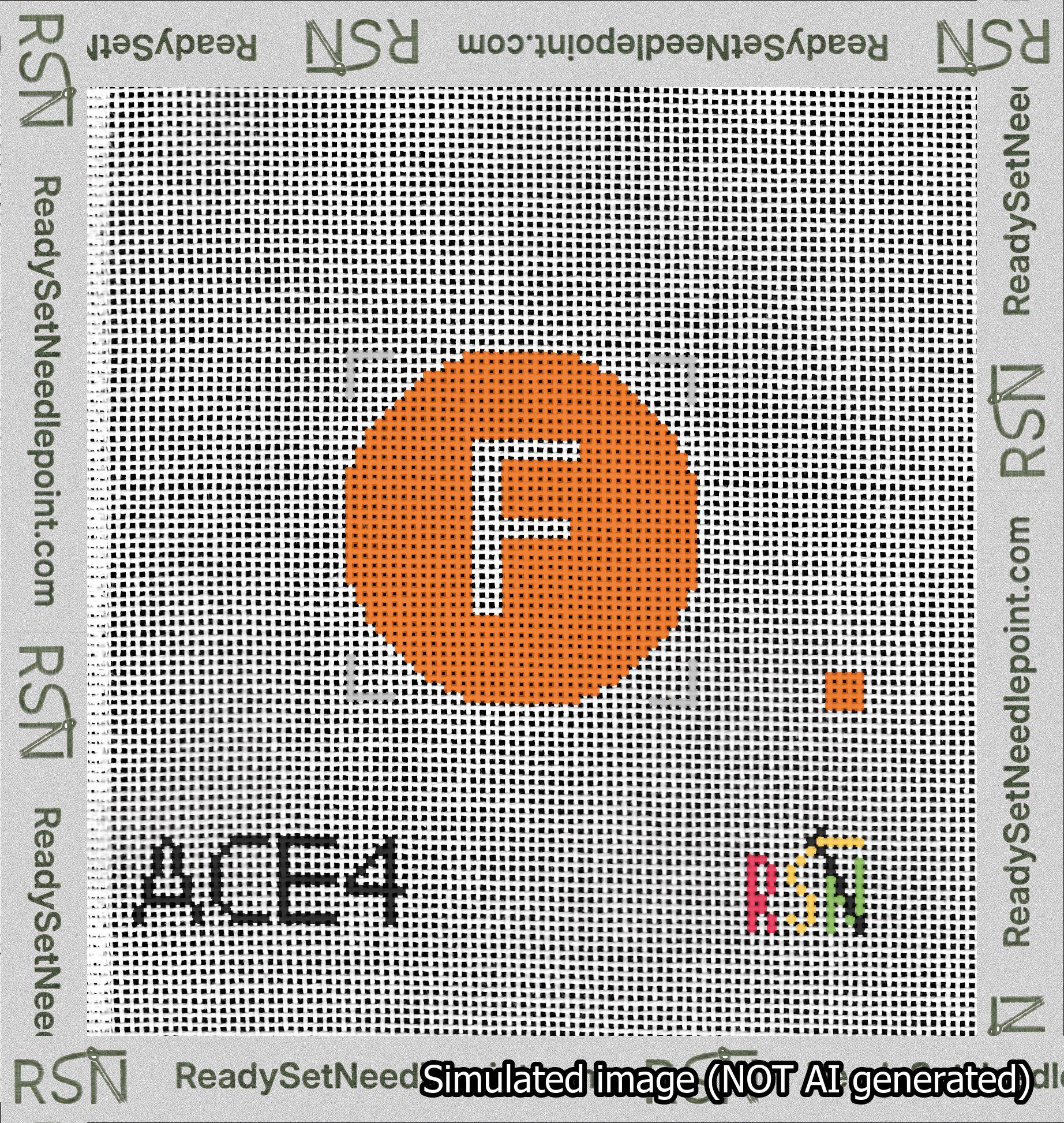 Circle Initial F Needlepoint Canvas Design