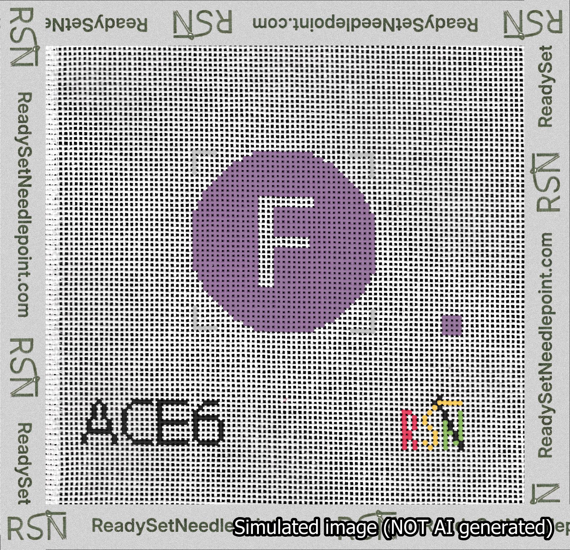 Circle Initial F Needlepoint Canvas Design