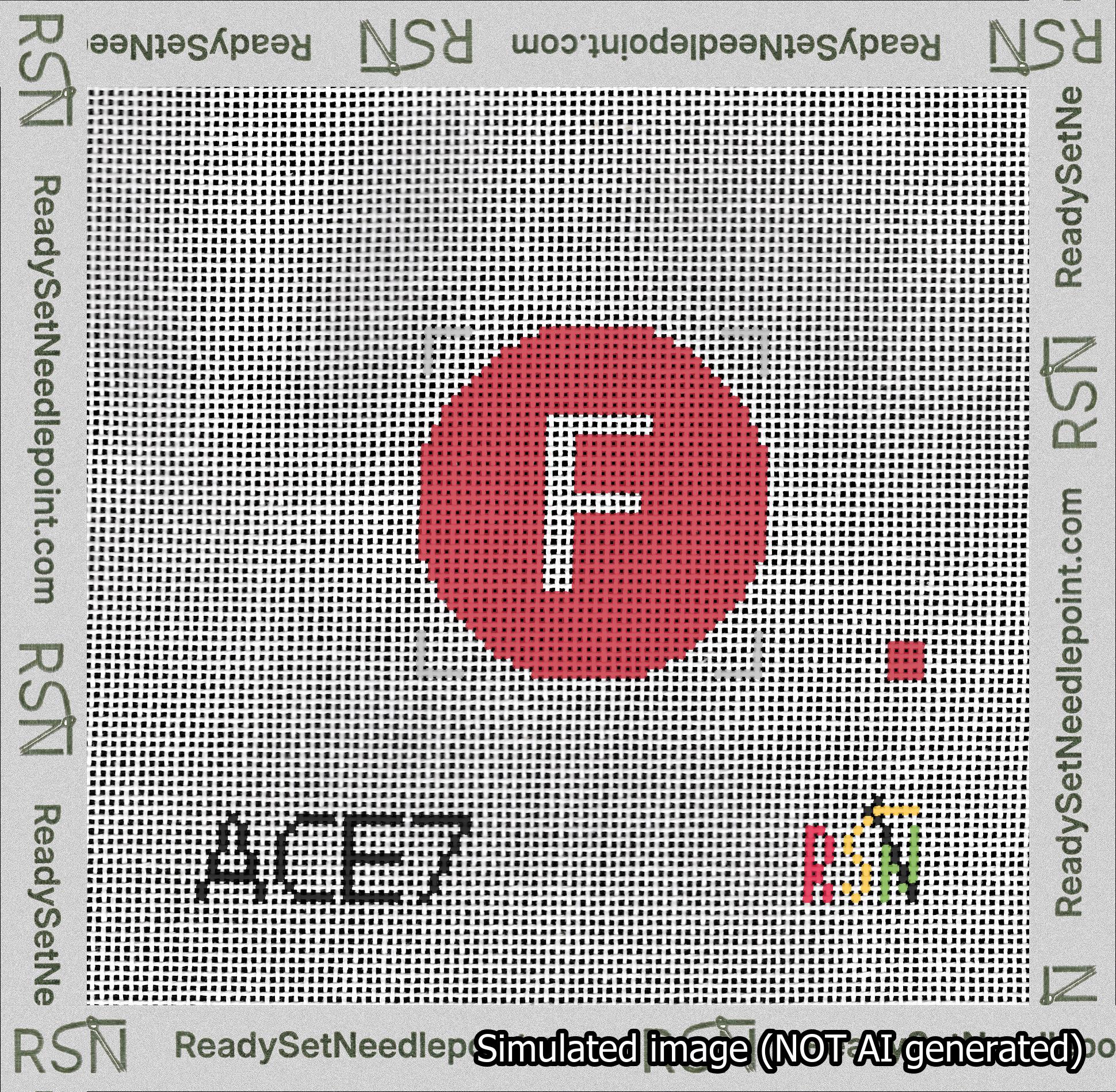 Circle Initial F Needlepoint Canvas Design