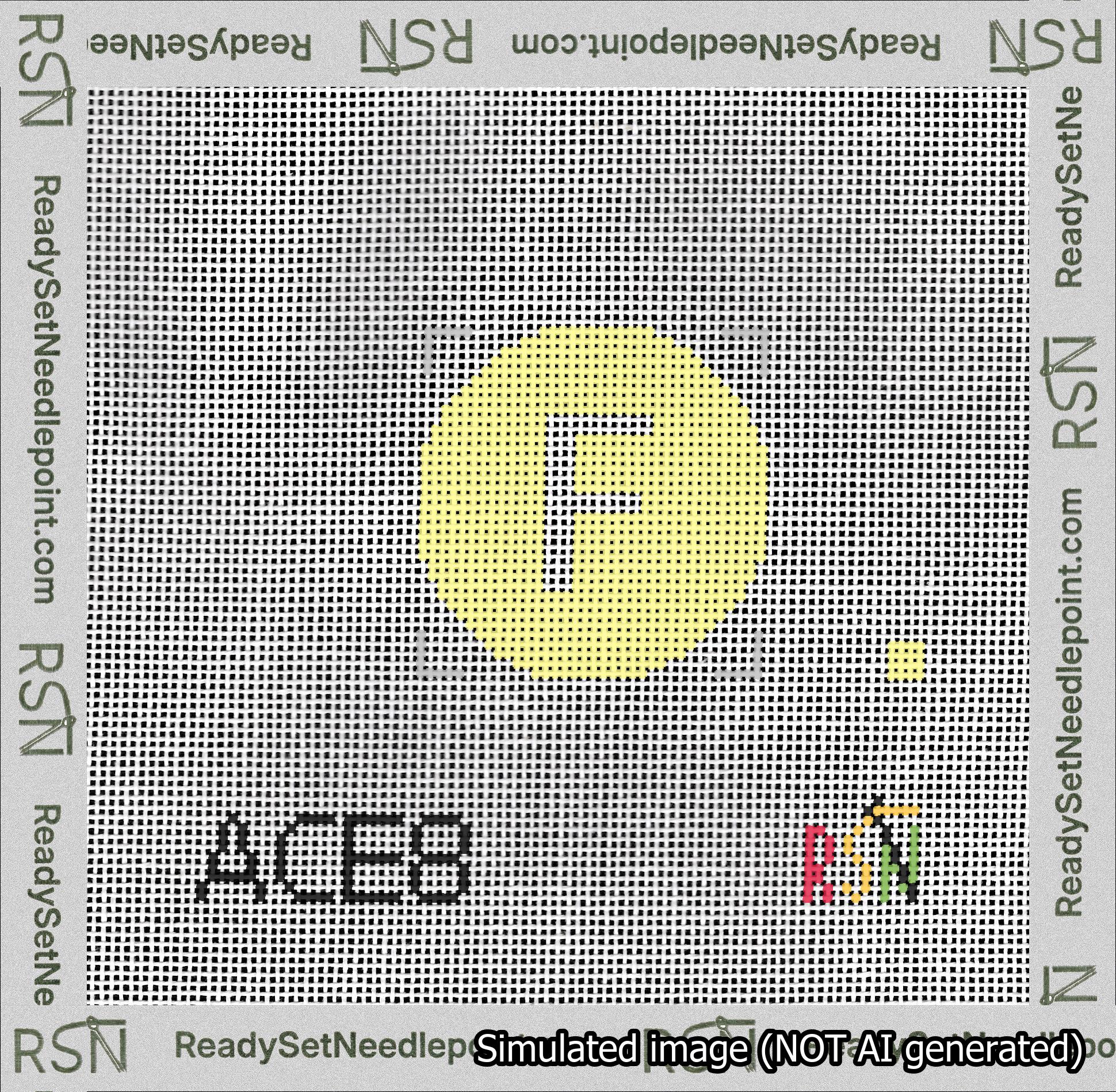 Circle Initial F Needlepoint Canvas Design