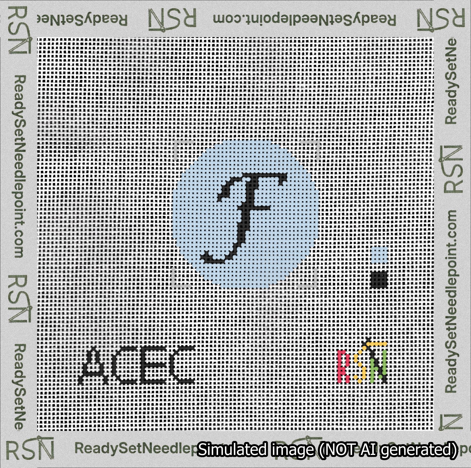 Circle Initial F Needlepoint Canvas Design