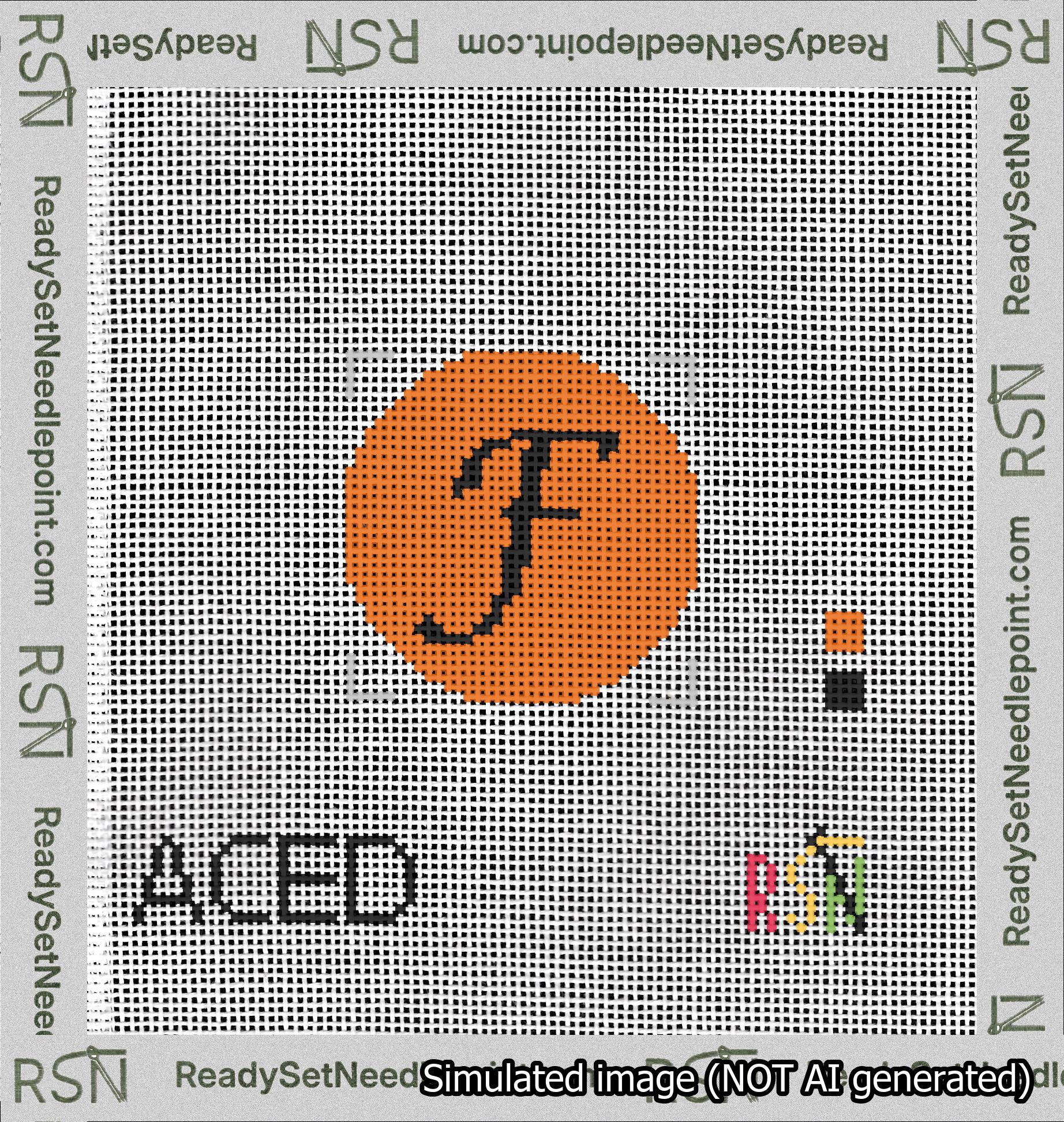 Circle Initial F Needlepoint Canvas Design