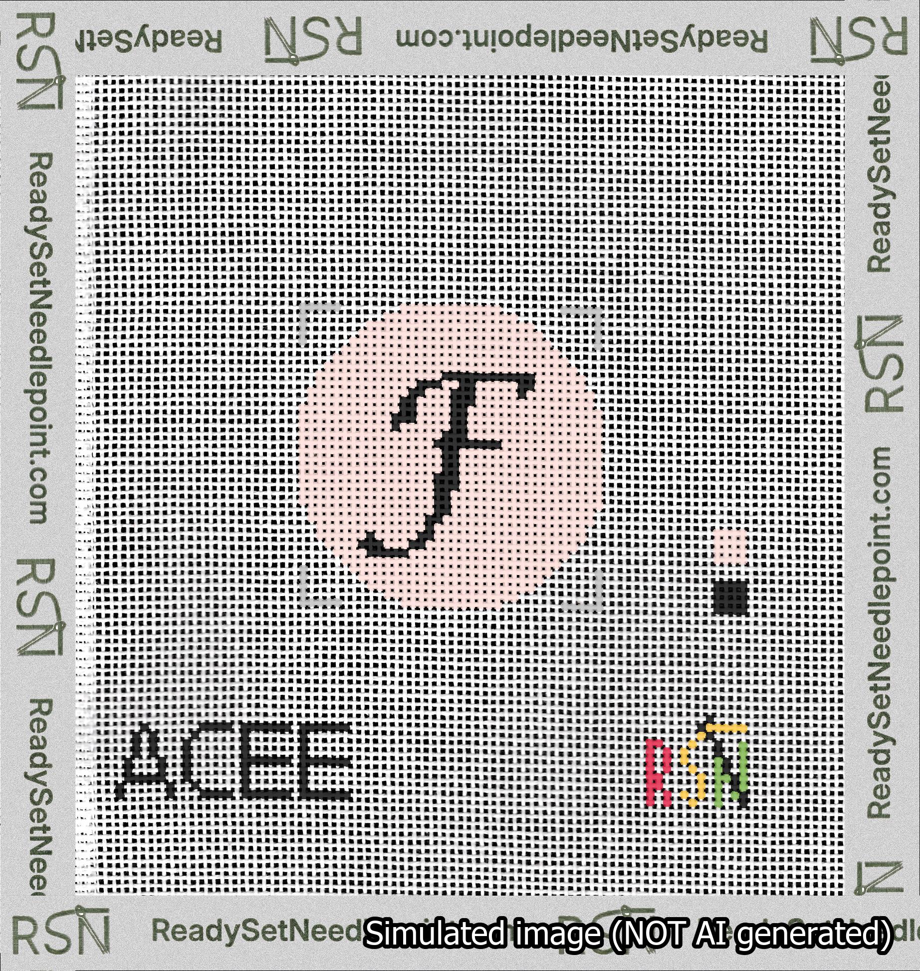 Circle Initial F Needlepoint Canvas Design