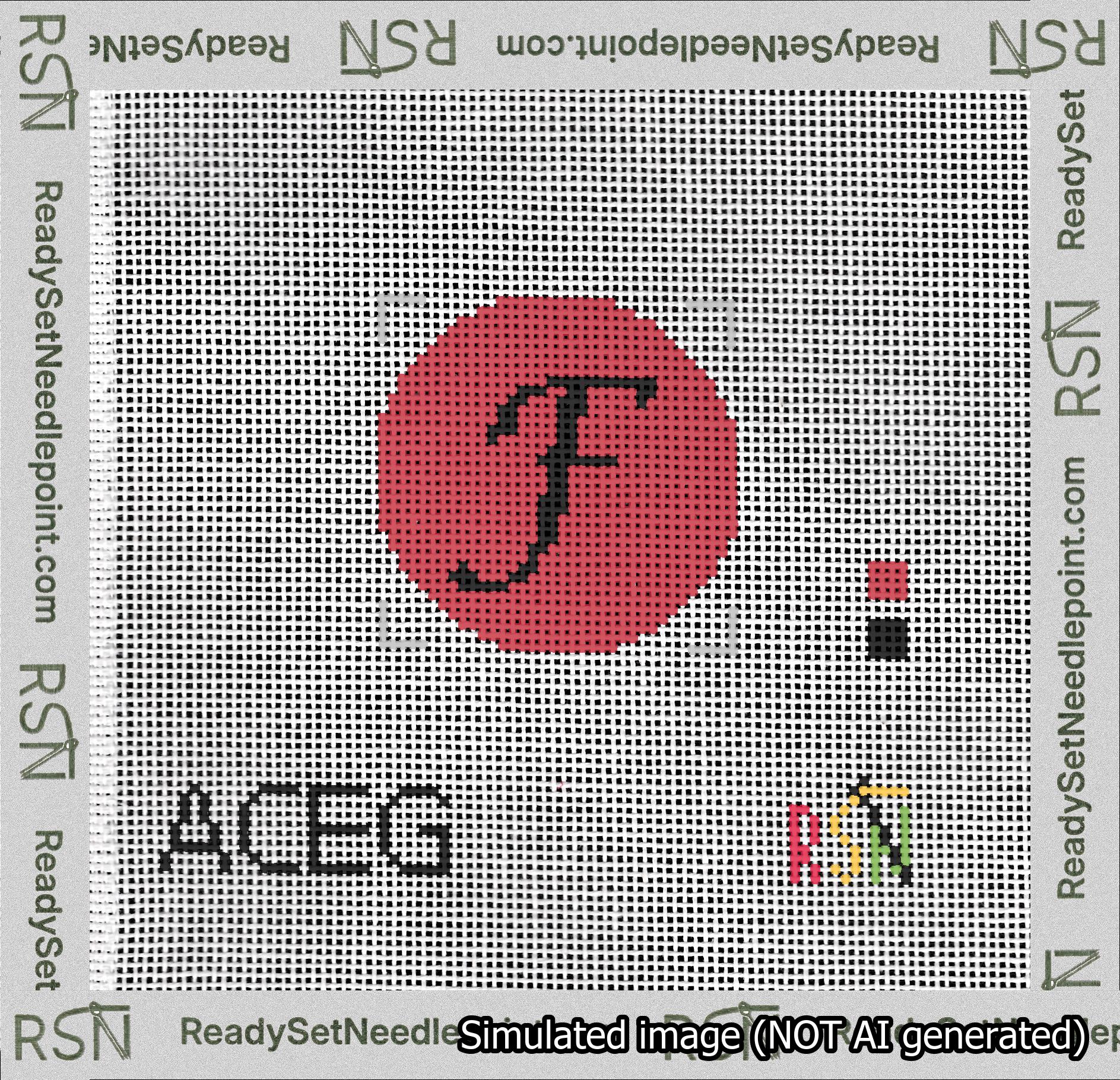 Circle Initial F Needlepoint Canvas Design