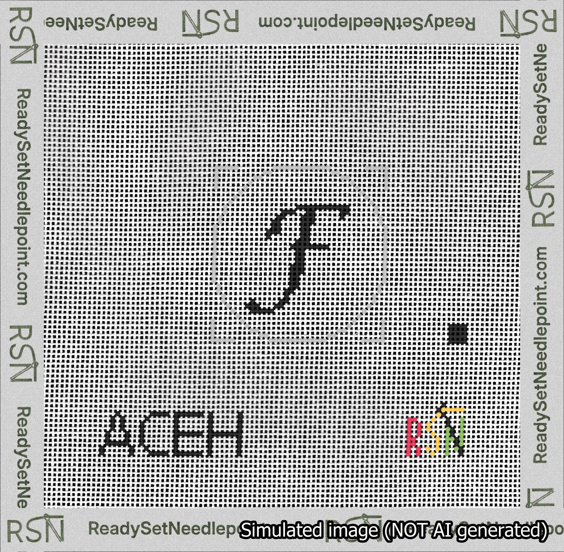Circle Initial F Needlepoint Canvas Design