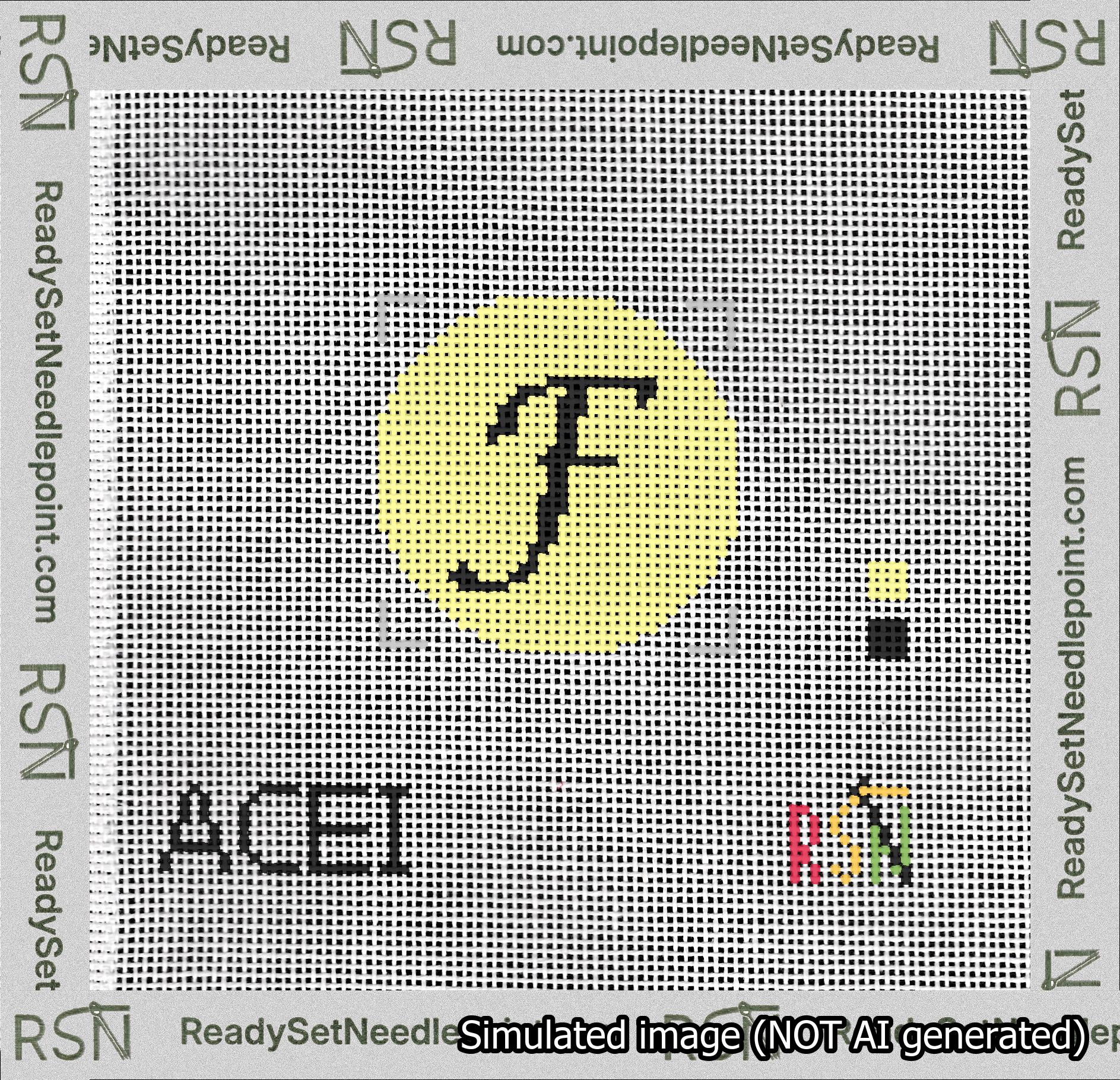 Circle Initial F Needlepoint Canvas Design