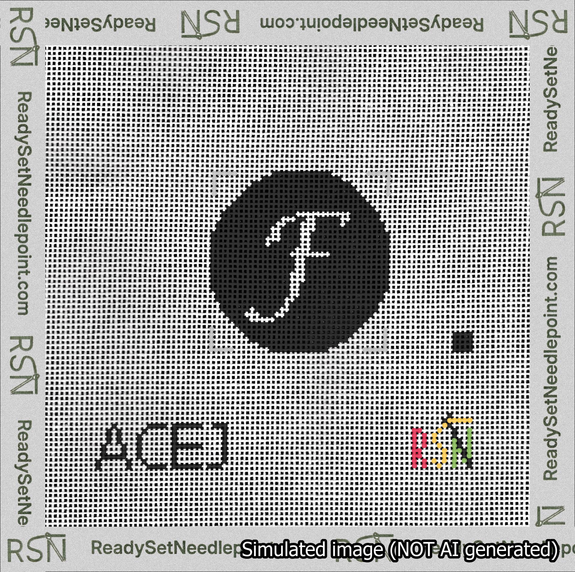 Circle Initial F Needlepoint Canvas Design