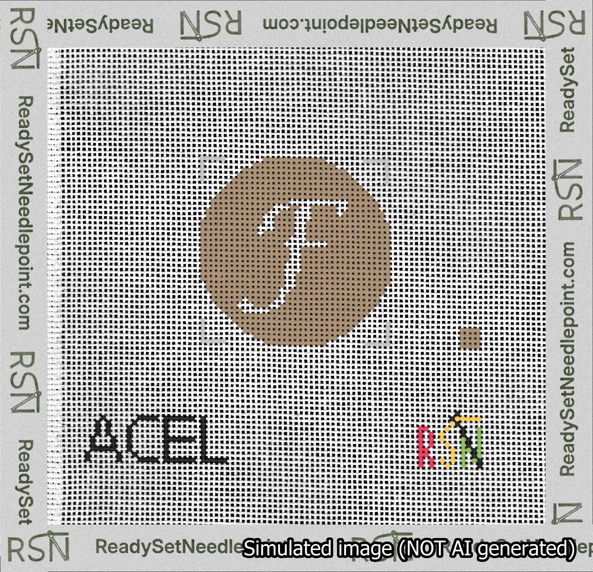 Circle Initial F Needlepoint Canvas Design
