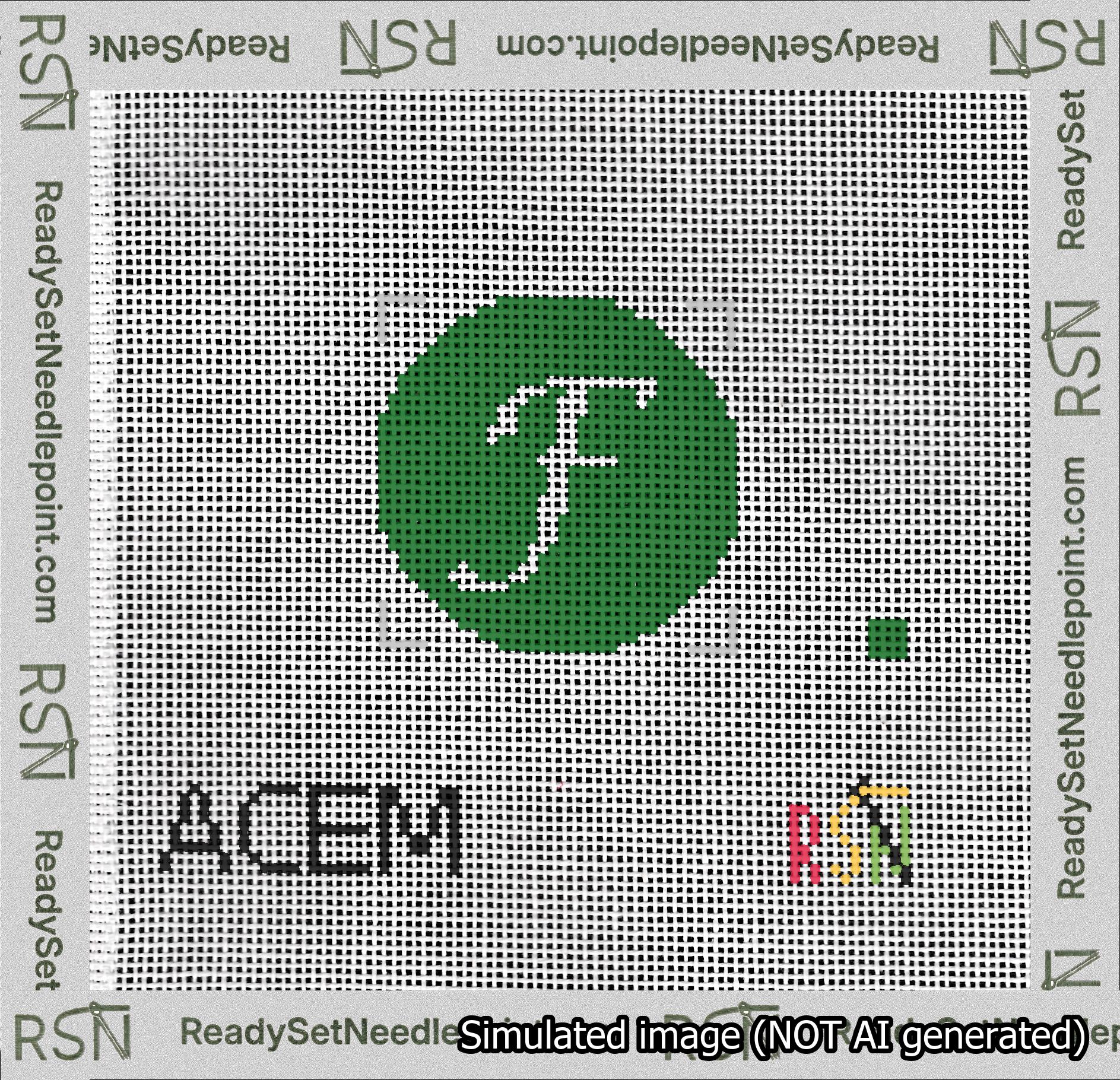 Circle Initial F Needlepoint Canvas Design