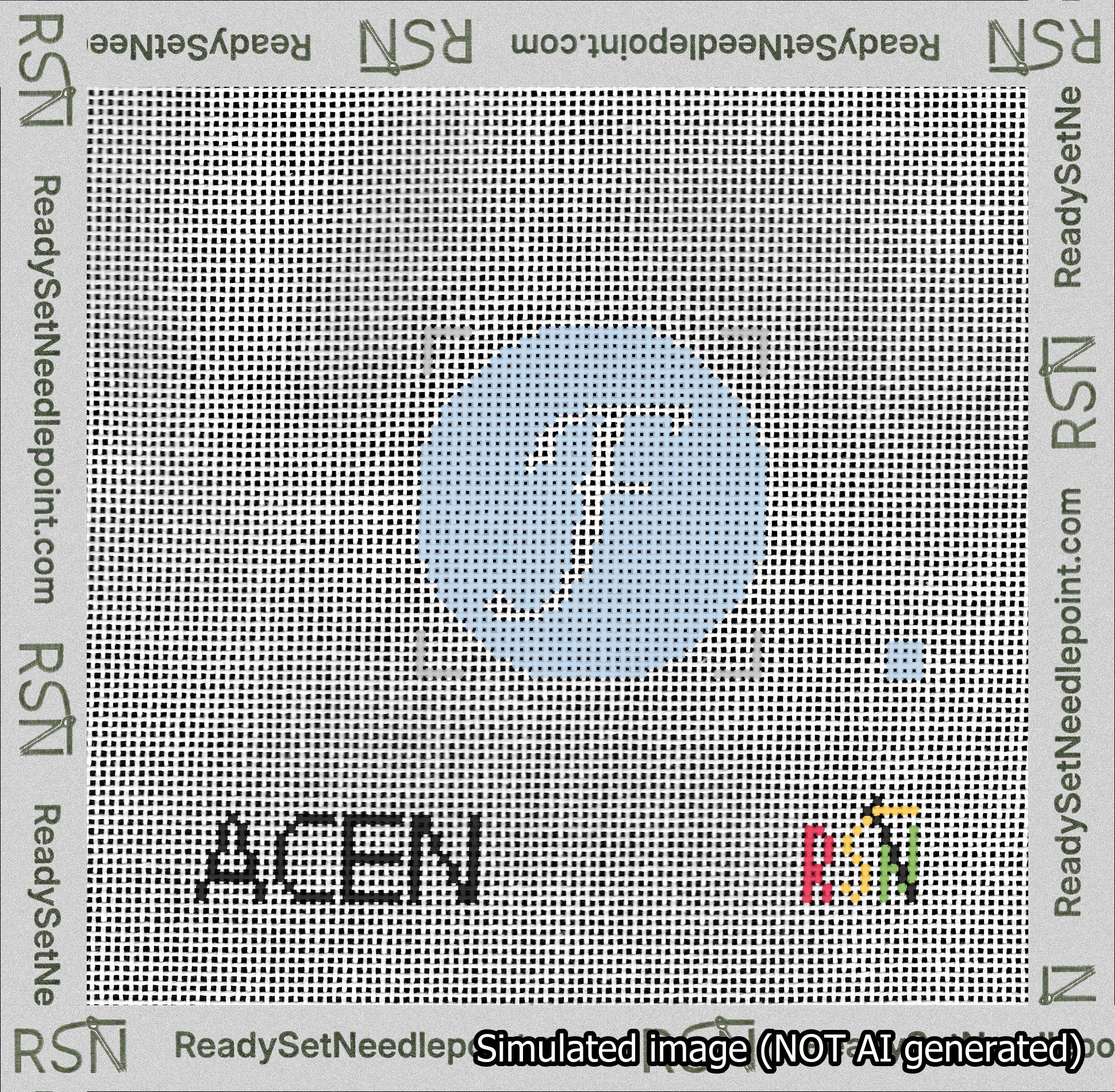Circle Initial F Needlepoint Canvas Design