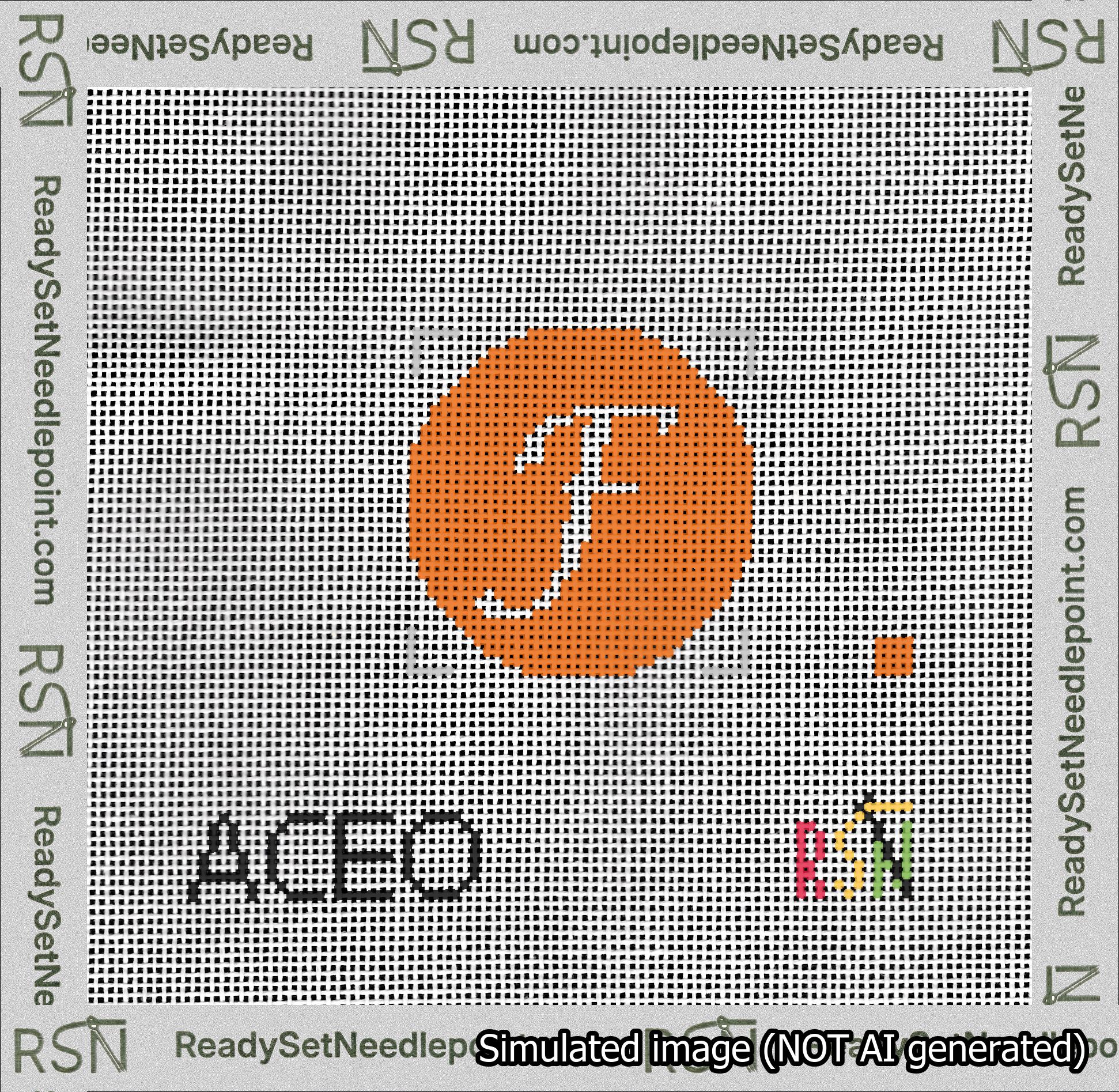 Circle Initial F Needlepoint Canvas Design