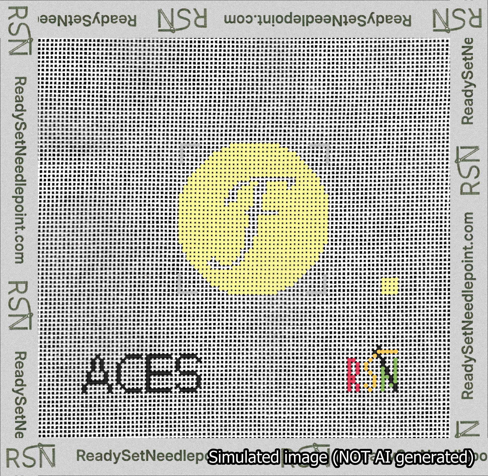 Circle Initial F Needlepoint Canvas Design