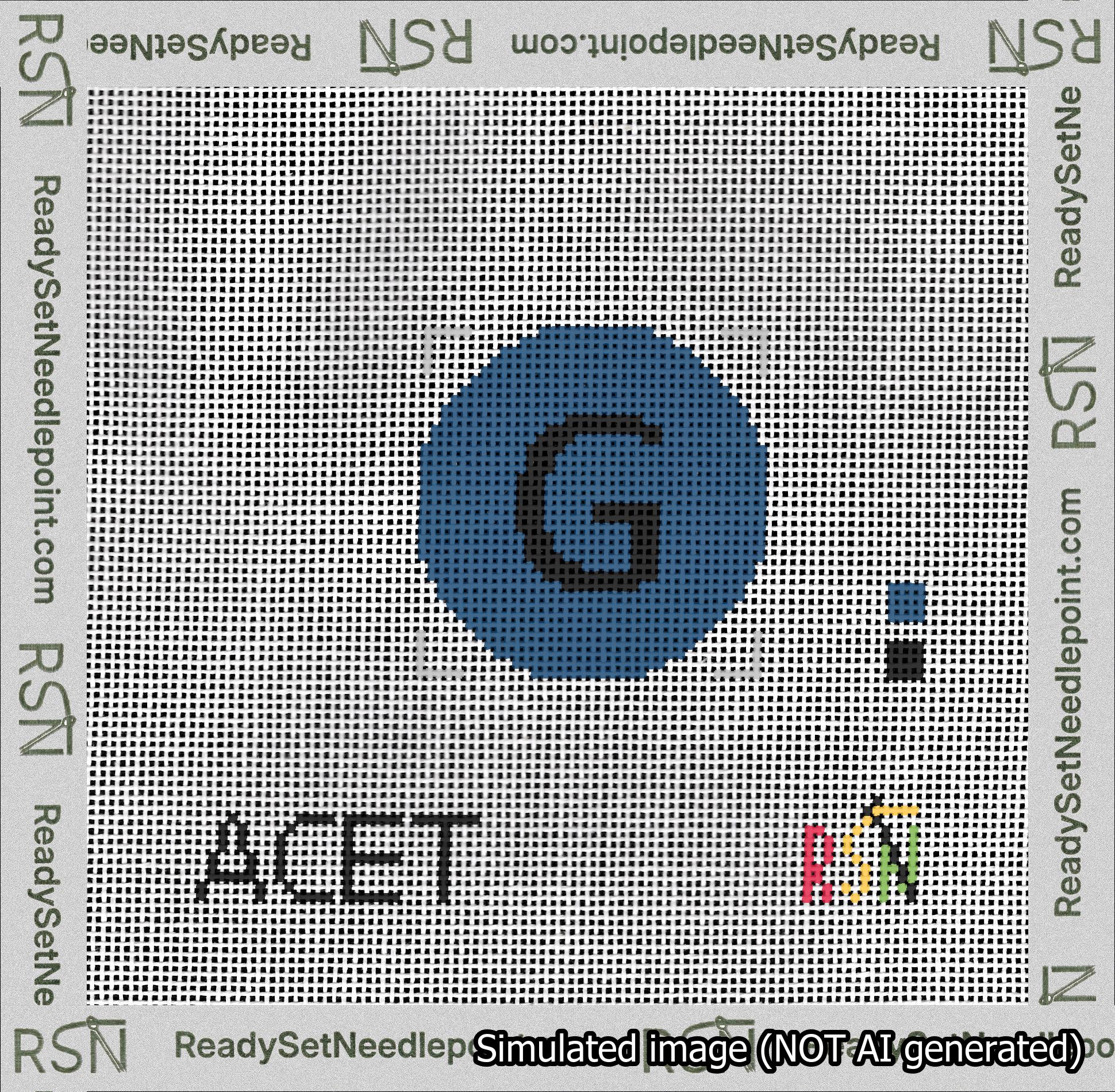 Circle Initial G Needlepoint Canvas Design