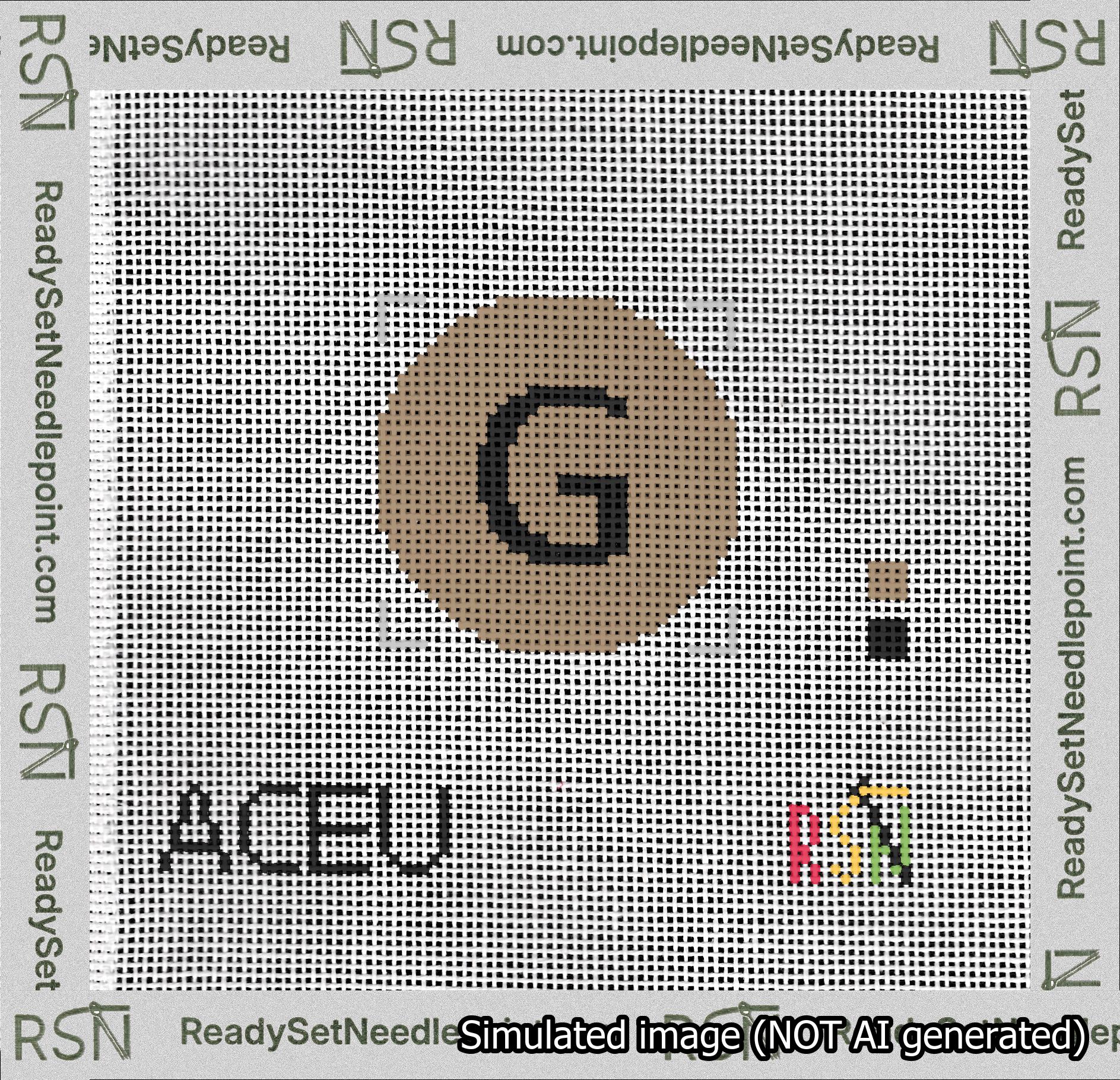 Circle Initial G Needlepoint Canvas Design