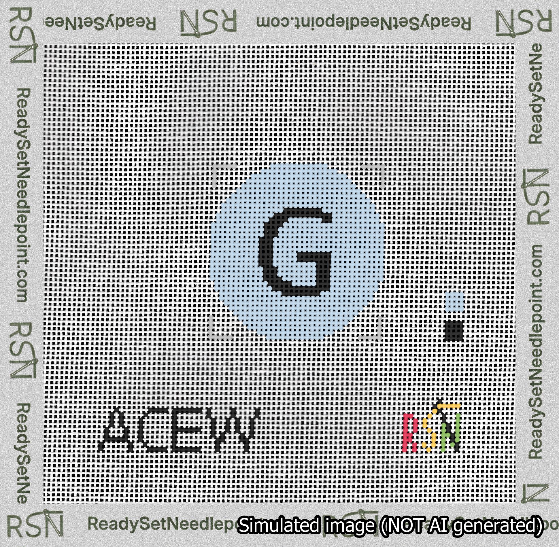 Circle Initial G Needlepoint Canvas Design