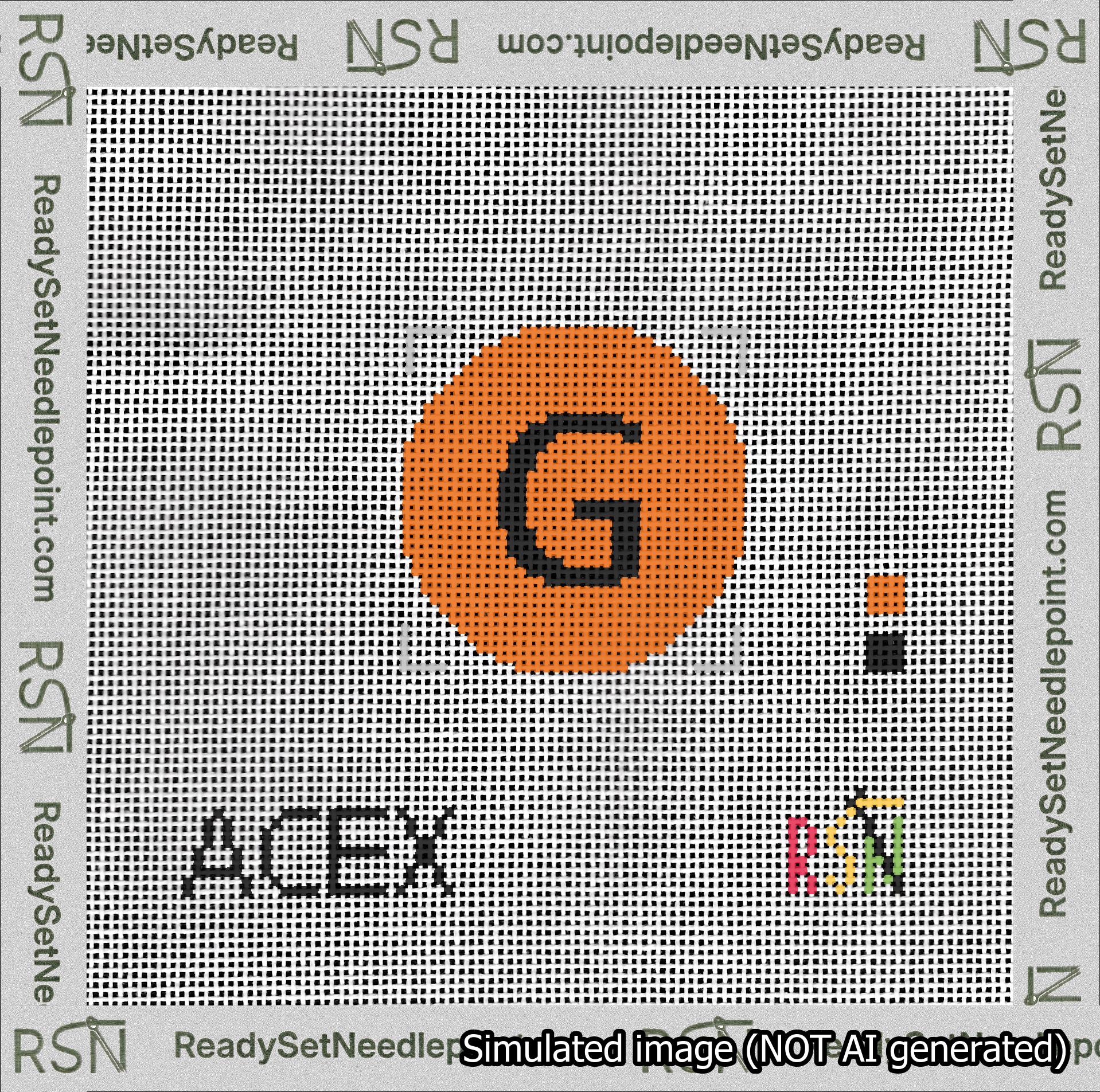 Circle Initial G Needlepoint Canvas Design