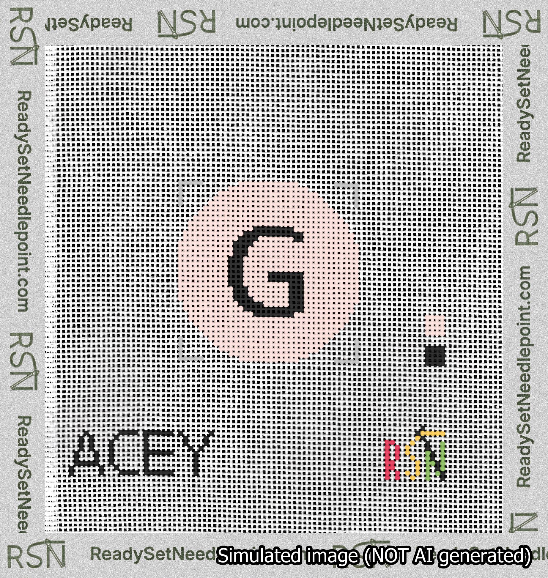 Circle Initial G Needlepoint Canvas Design