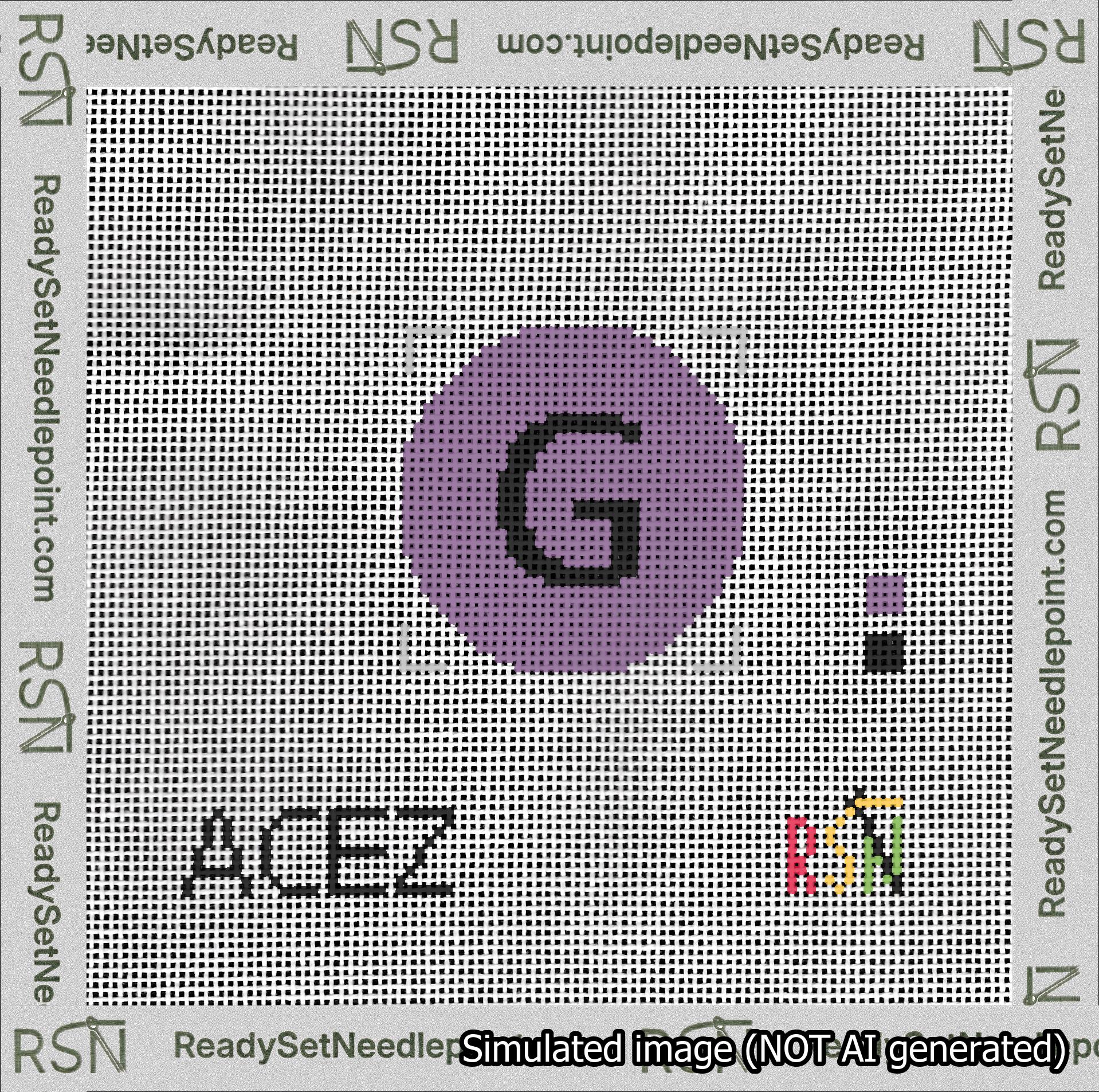 Circle Initial G Needlepoint Canvas Design