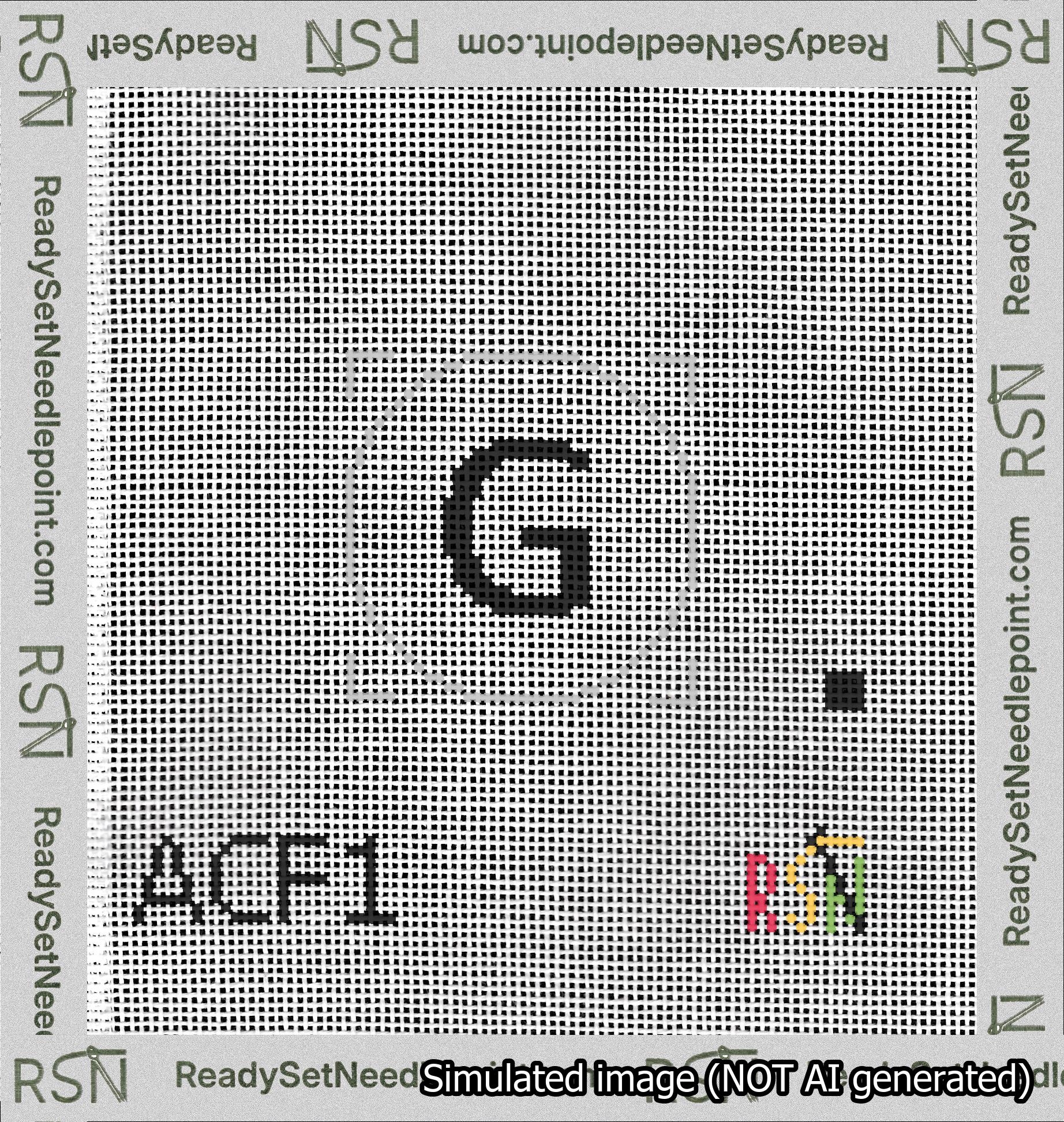 Circle Initial G Needlepoint Canvas Design