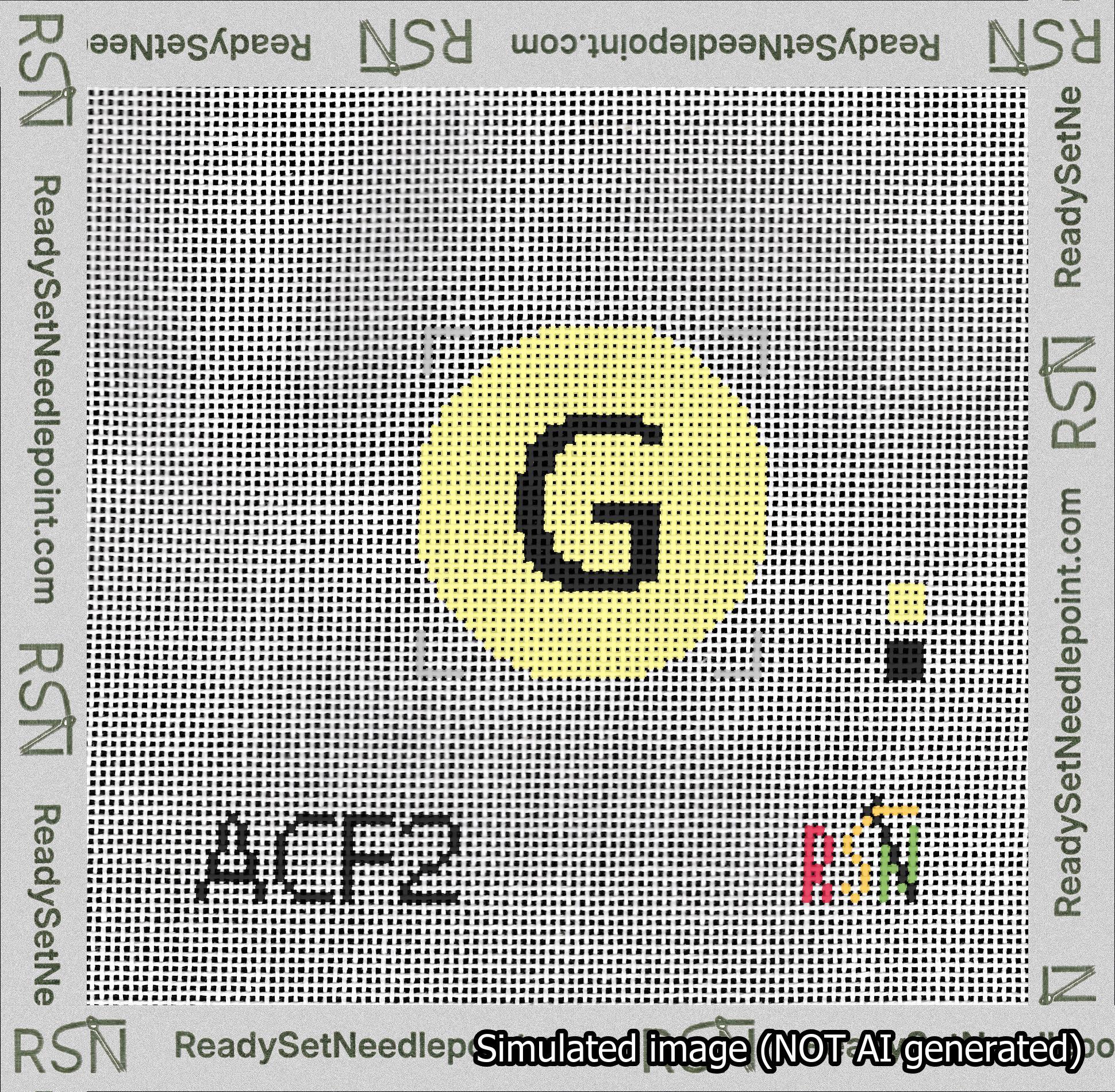 Circle Initial G Needlepoint Canvas Design