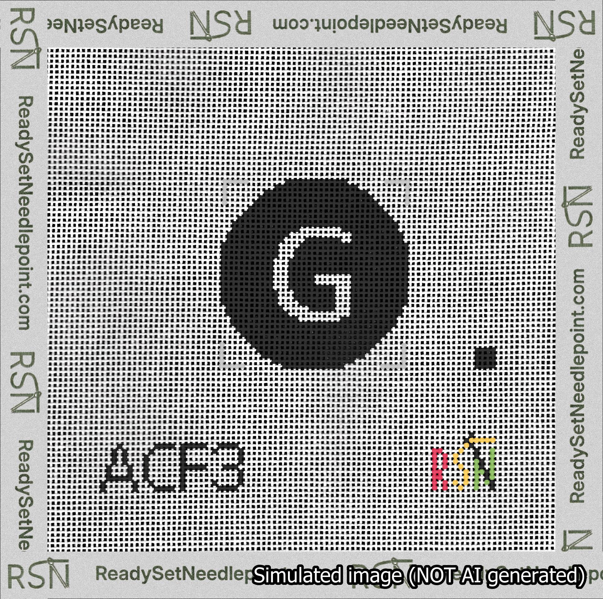 Circle Initial G Needlepoint Canvas Design