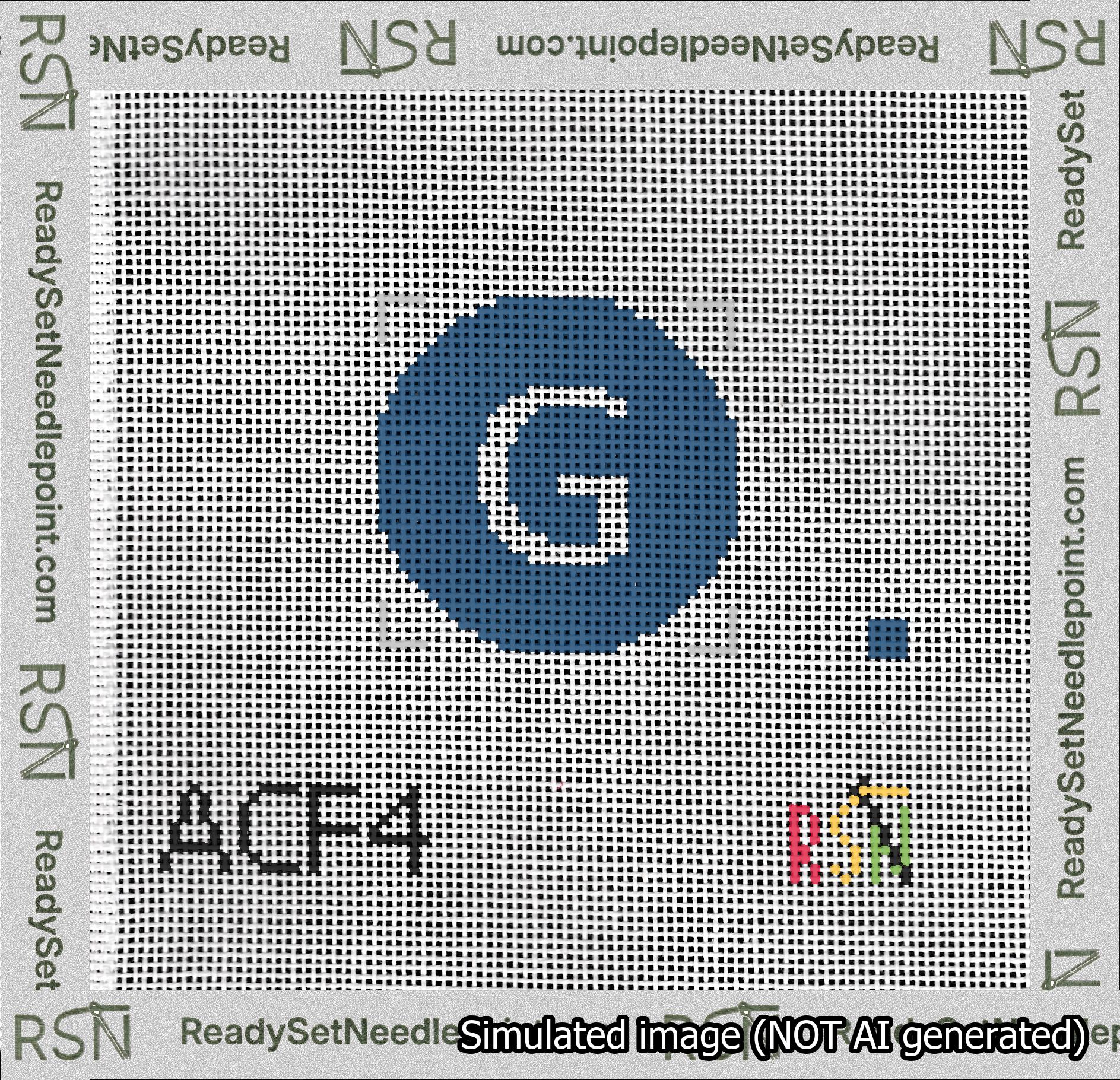 Circle Initial G Needlepoint Canvas Design