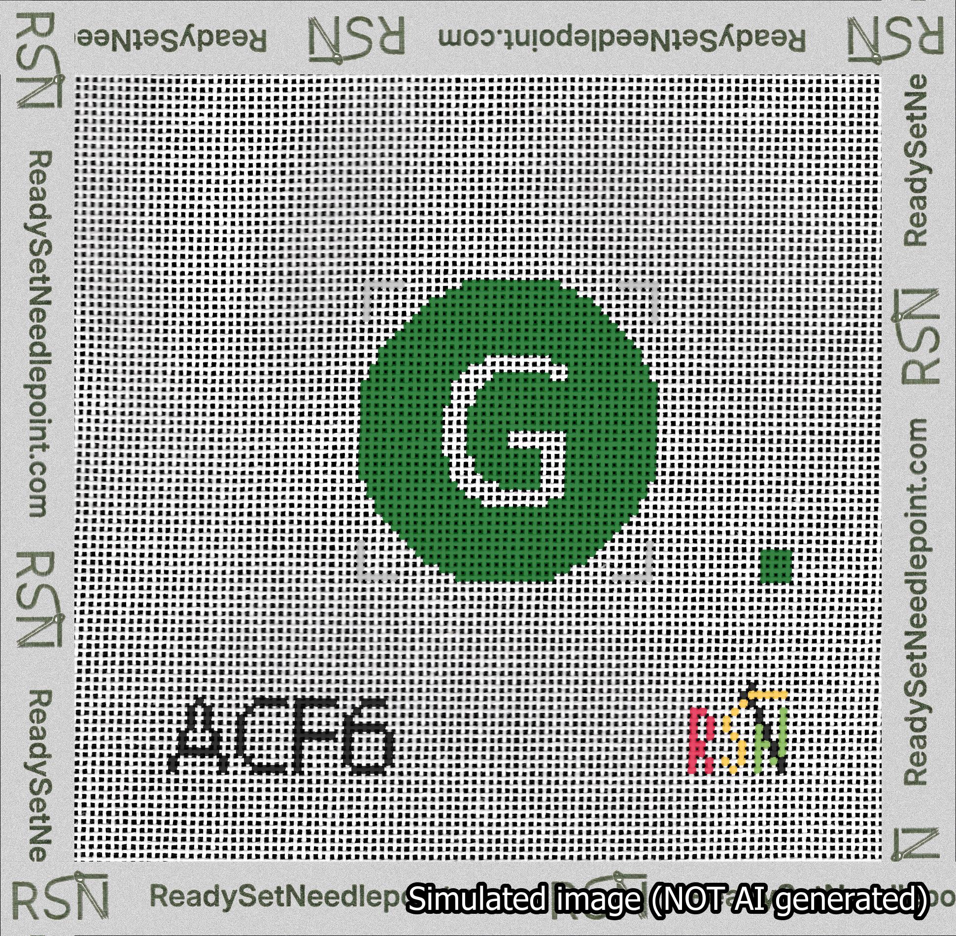 Circle Initial G Needlepoint Canvas Design