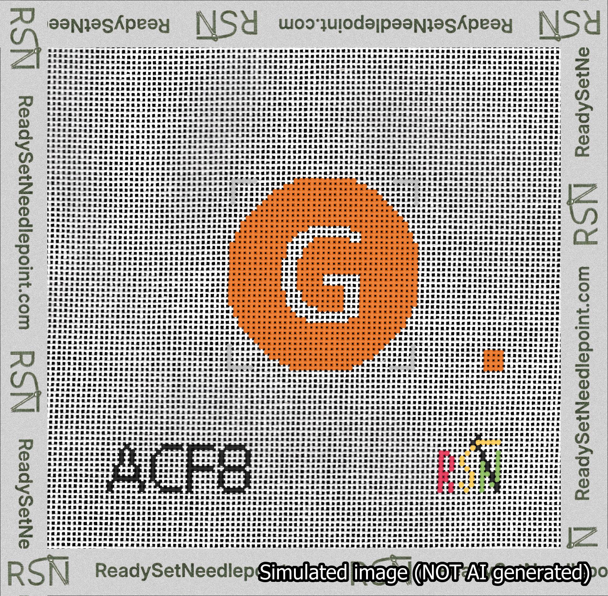 Circle Initial G Needlepoint Canvas Design