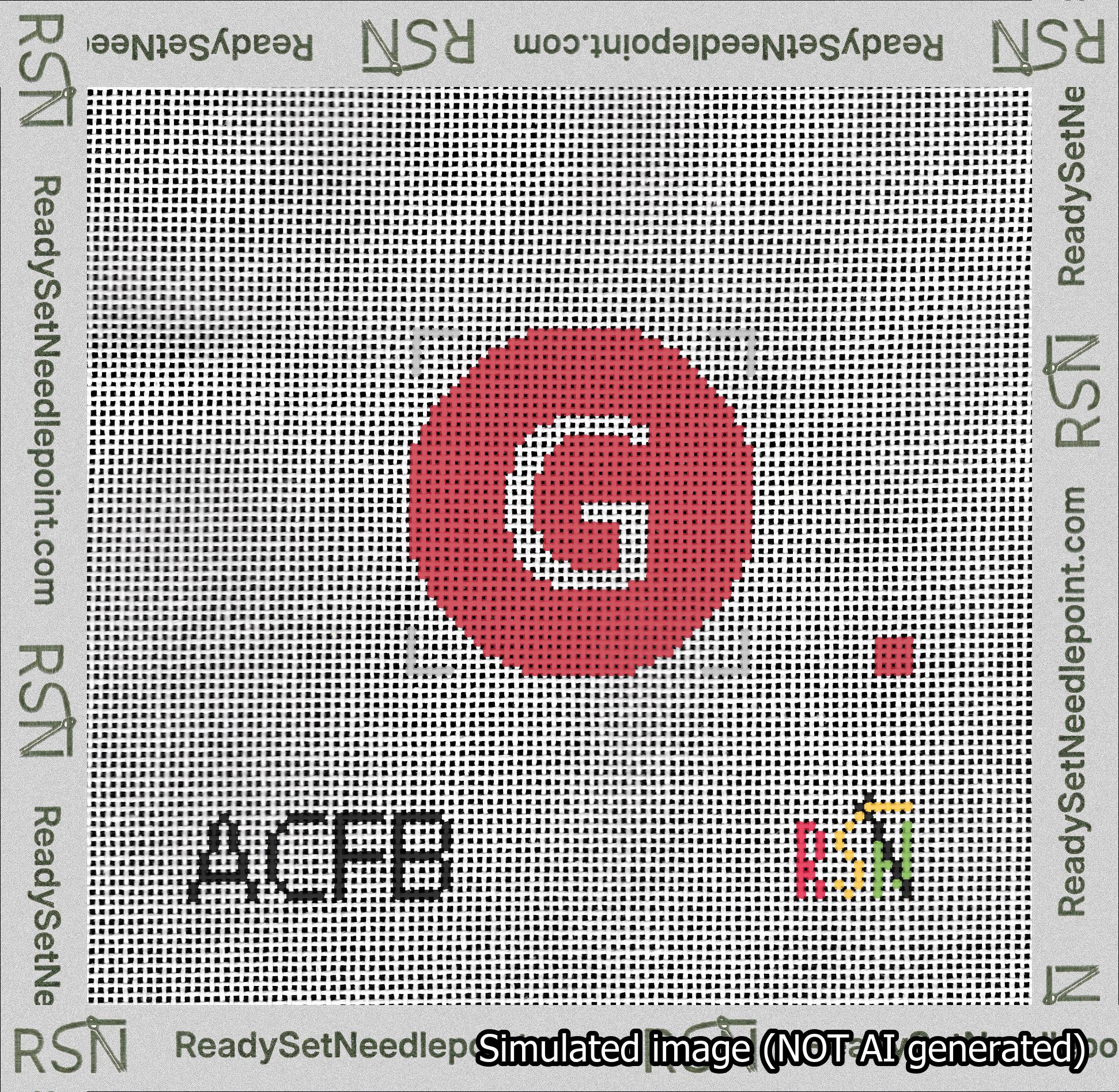 Circle Initial G Needlepoint Canvas Design