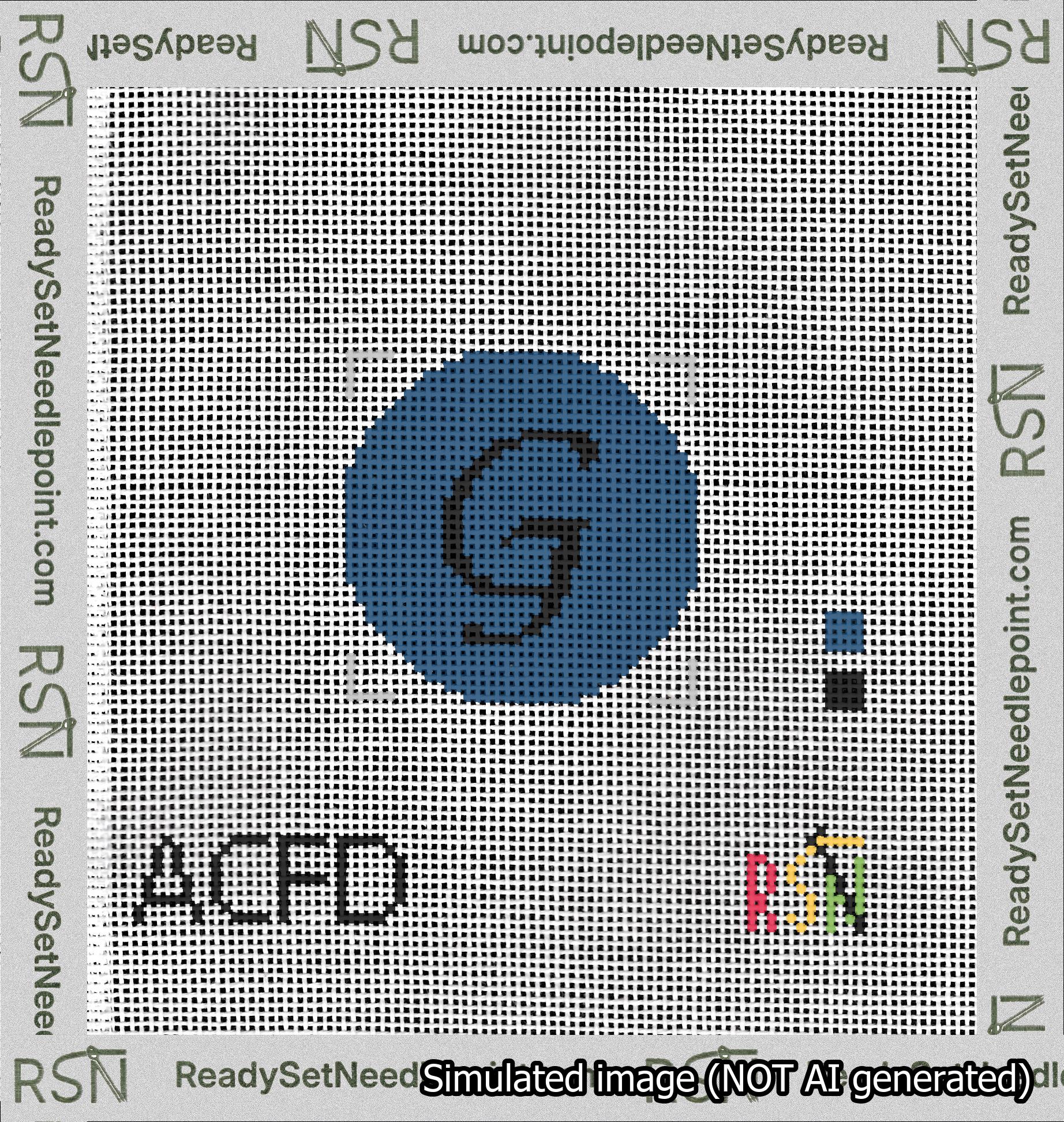 Circle Initial G Needlepoint Canvas Design